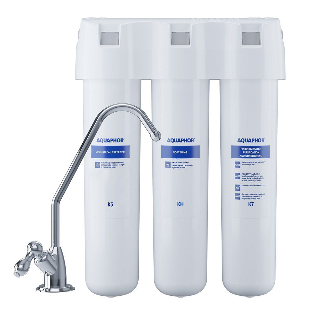 bis Mikrofiltration Mikrometer Aquintos 0,8 AQUAPHOR Untertisch-Trinkwassersystem Wasseraufbereitung Crystal TRIO HA Trinkwasserfilter,
