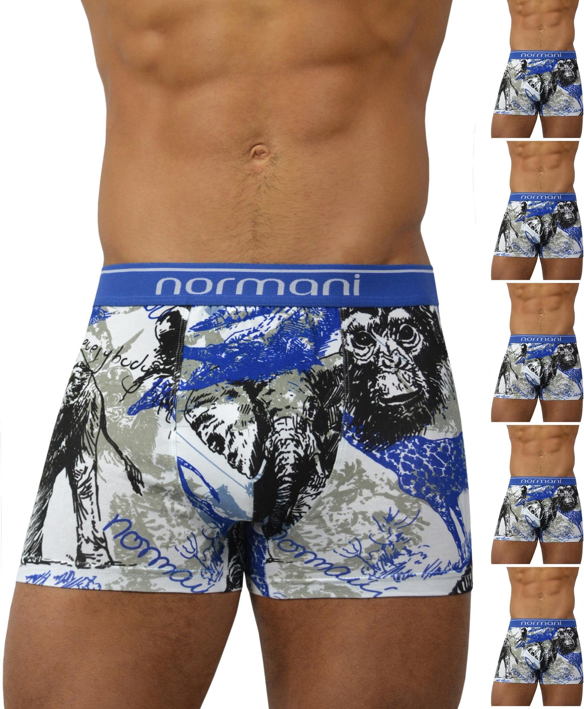 normani Retro Boxer 6 Stück Retro Boxershorts aus Baumwolle Unterhose aus atmungsaktiver Baumwolle Wild Animal