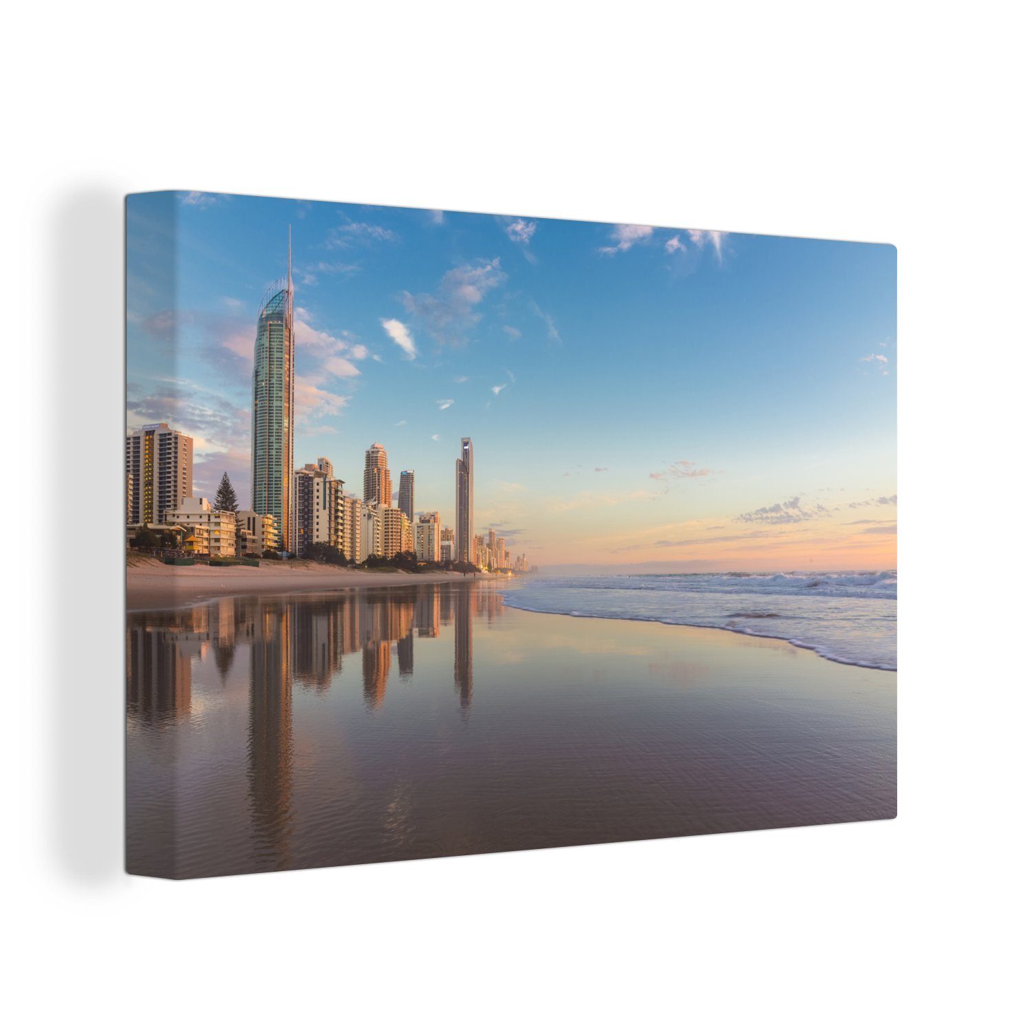 und Wanddeko, Wandbild blauem Himmel (1 OneMillionCanvasses® Die Leinwandbilder, Australien, in St), Leinwandbild Coast cm 30x20 Gold Sonnenaufgang bei Aufhängefertig,