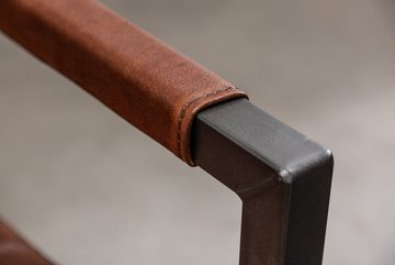 riess-ambiente Freischwinger GRAND BUFFALO braun / schwarz (Einzelartikel, 1 St), Esszimmerstuhl · Leder · Metall · mit Armlehne · gepolstert · Design