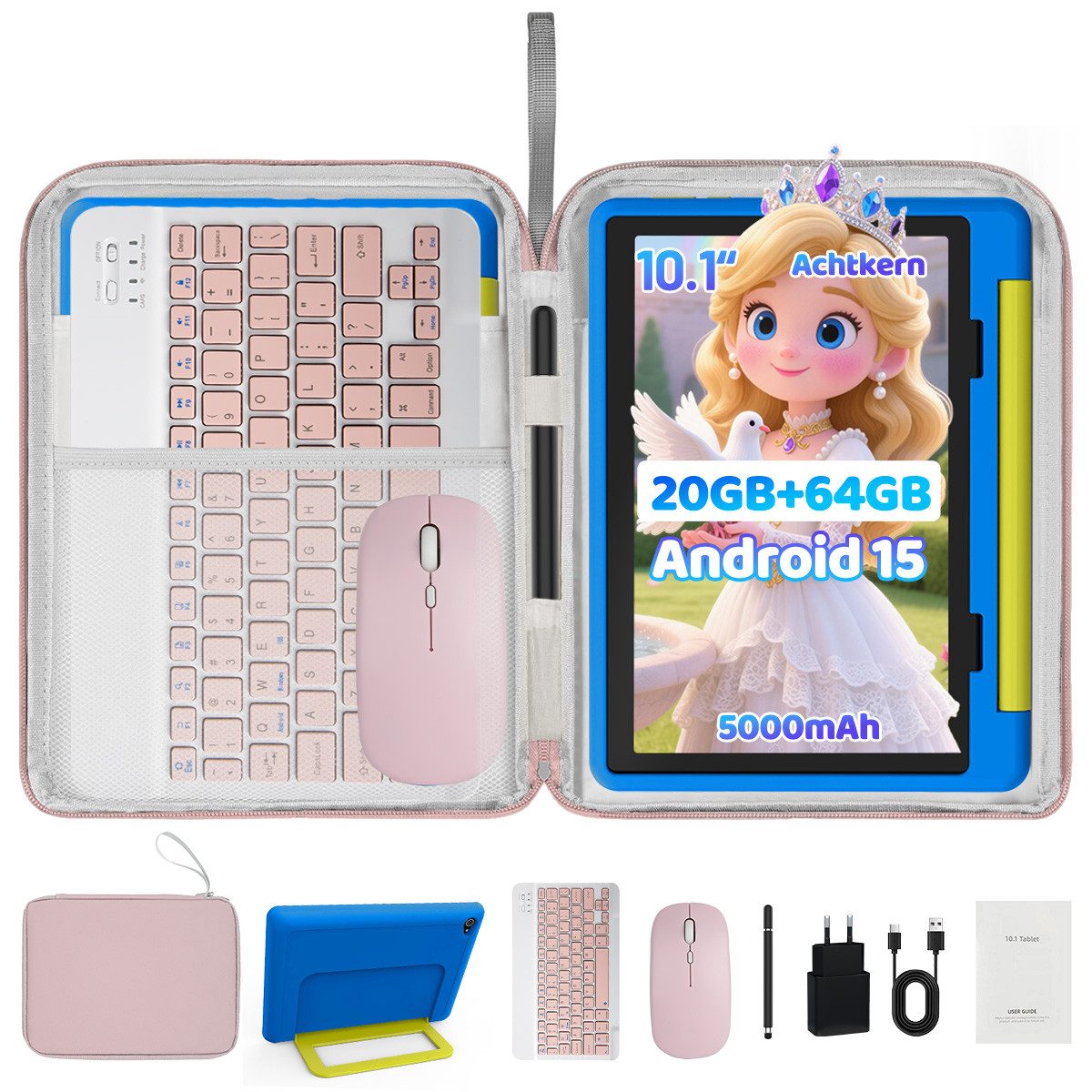 BUFO Kinder Lern-Tablet mit Elternkontrolle 10'' Android 15,64GB Tablet (10", 64 GB, Android 15, Kids Bumper blau)