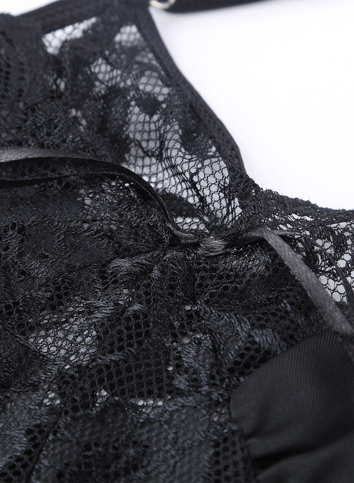 Organza Lingerie Negligé (Negligé + String) Plus Size mit toller Passform und Spitzendetails, sexy Dessous