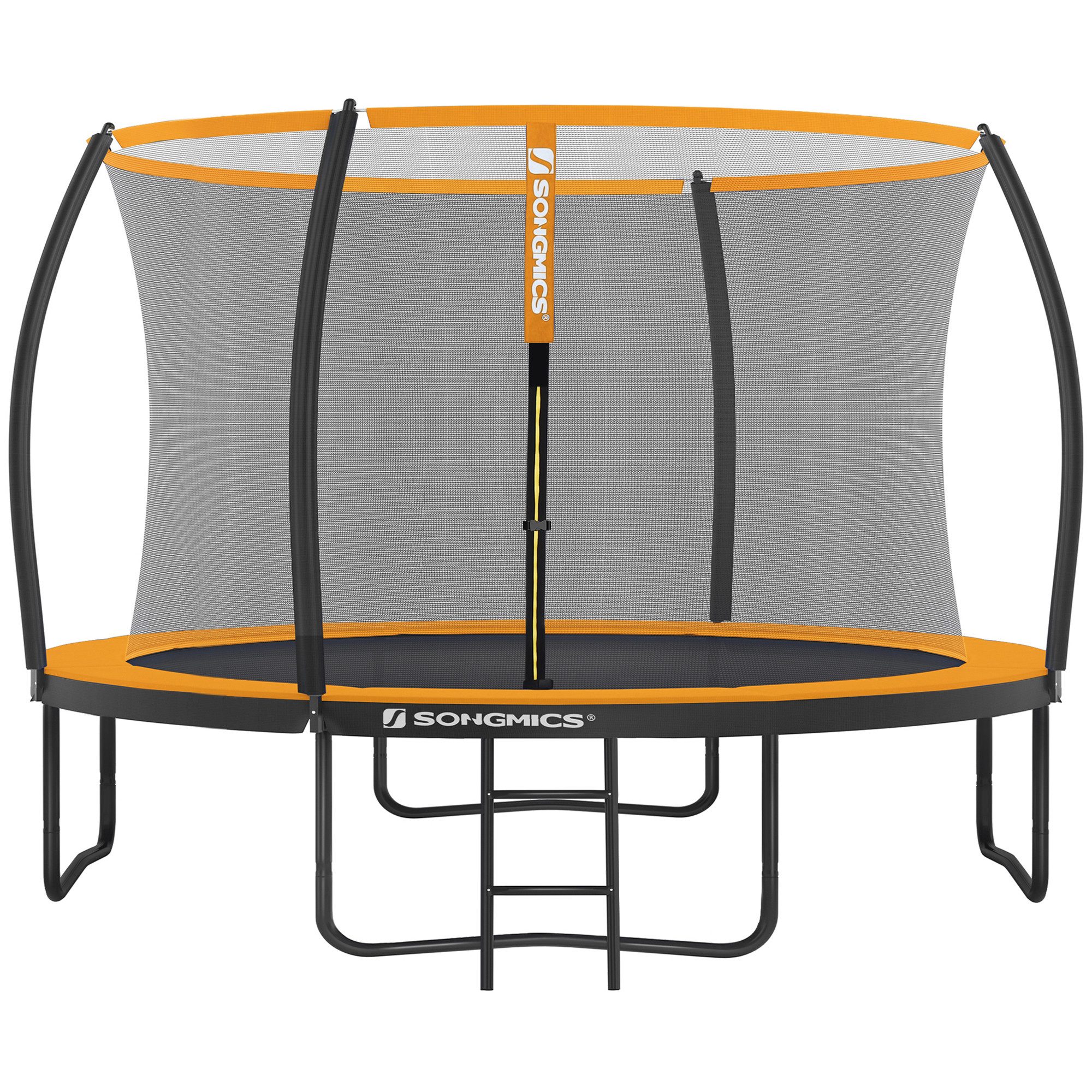 SONGMICS Gartentrampolin Ø 244/305/366/427 cm, Ø 366 cm, bis zu 80-150 kg belastbar, Trampolin mit Leiter und Sicherheitsnetz
