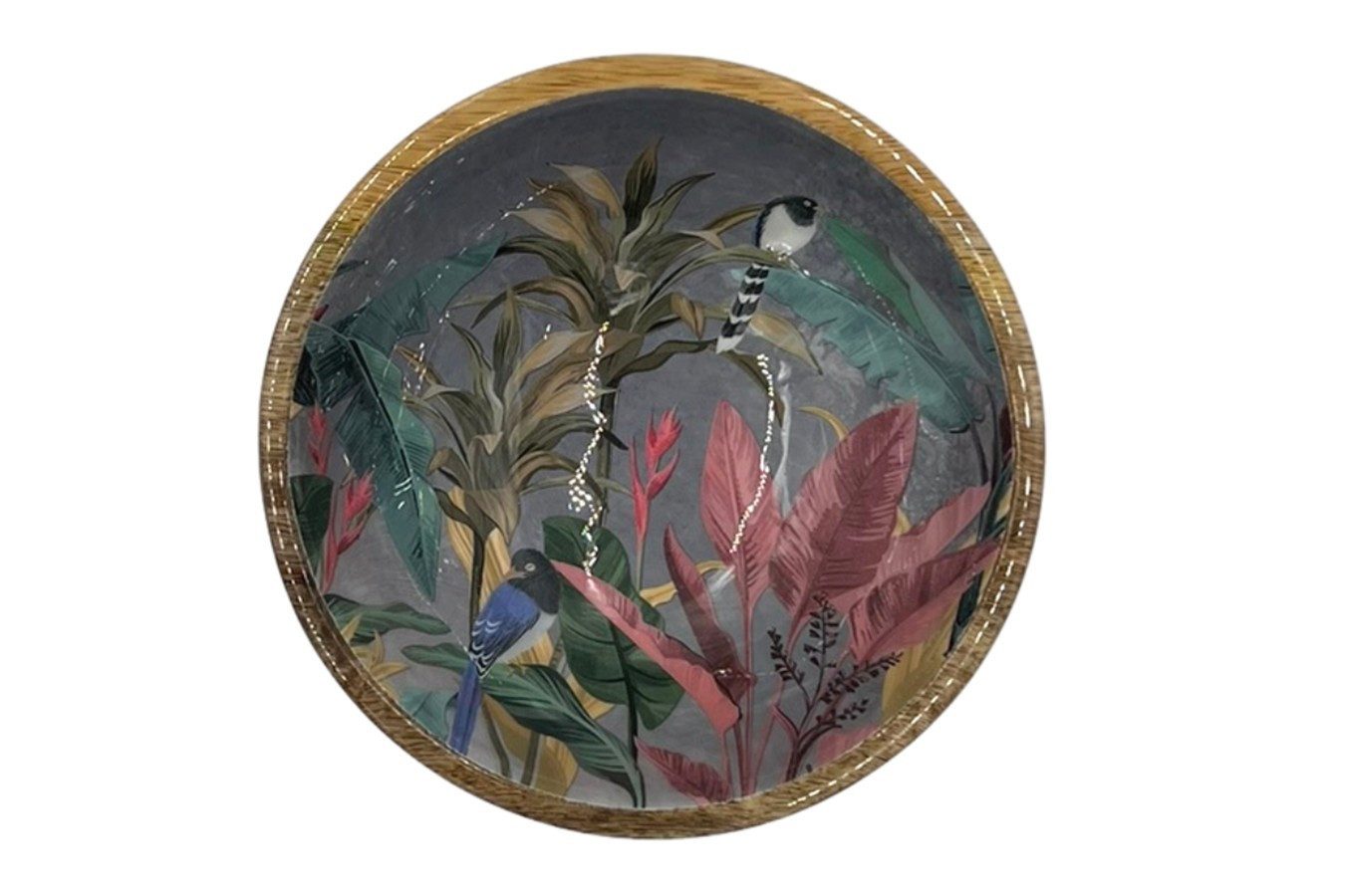 daslagerhaus living Aufbewahrungsbox Schale Parrot in jungle Mangoholz D 18 cm