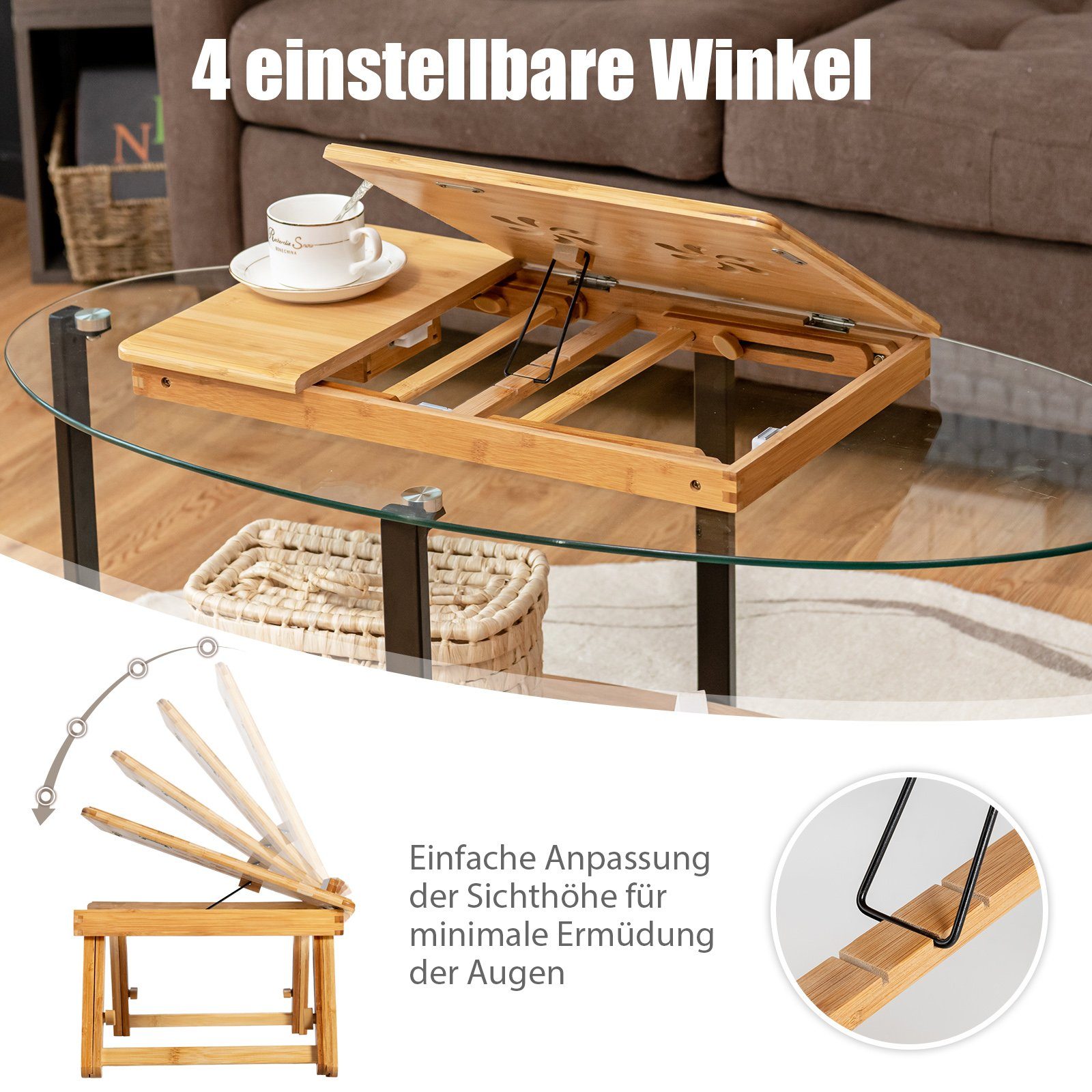 COSTWAY Laptoptisch, höhenverstellbar, neigbar, klappbar mit günstig online kaufen