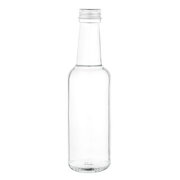 MamboCat Vorratsglas 12er Set Geradhalsflasche 250ml + Schraubverschluss Deckel Silber, Glas