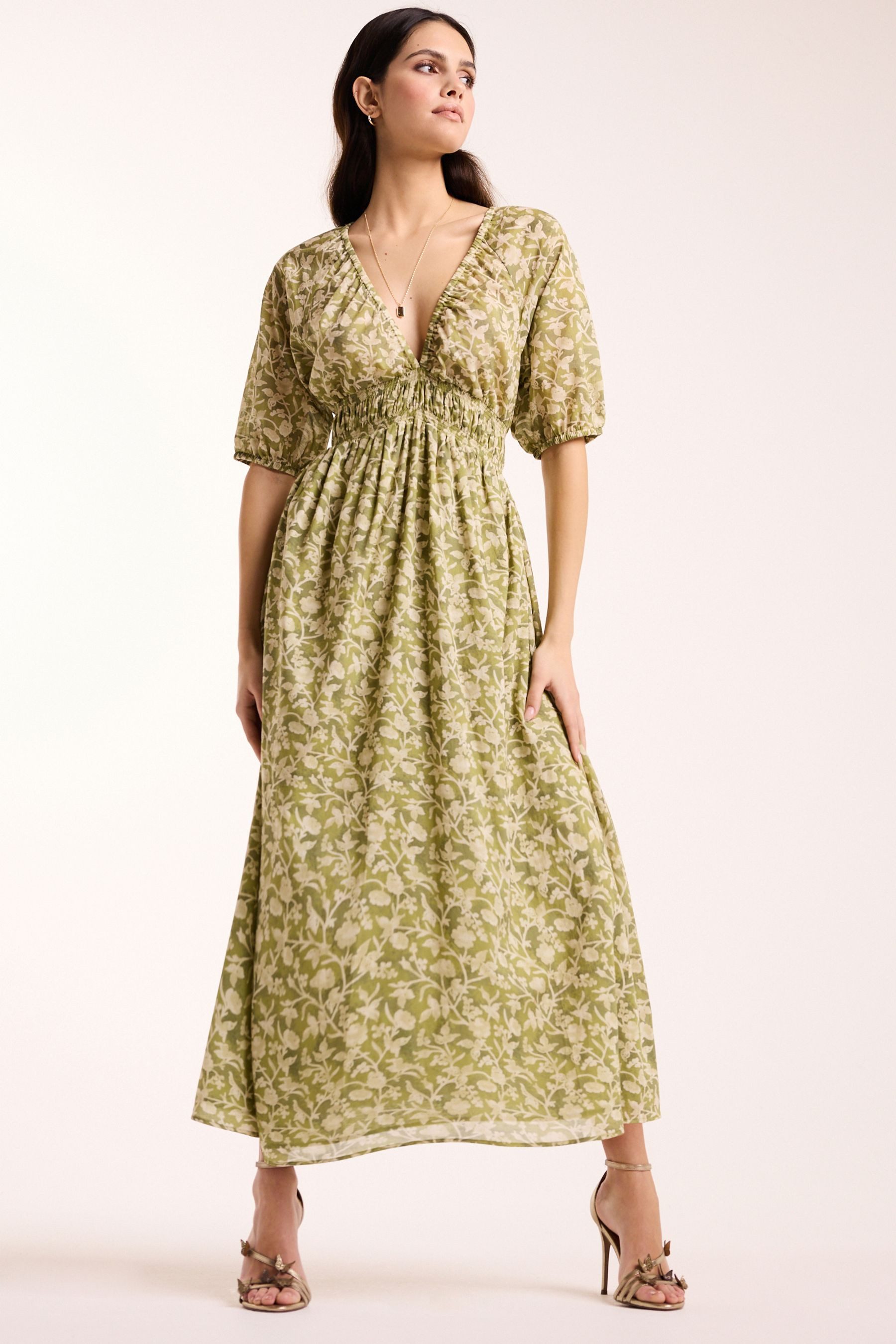 Next Maxikleid Gesmoktes Maxikleid aus 100 % günstig online kaufen