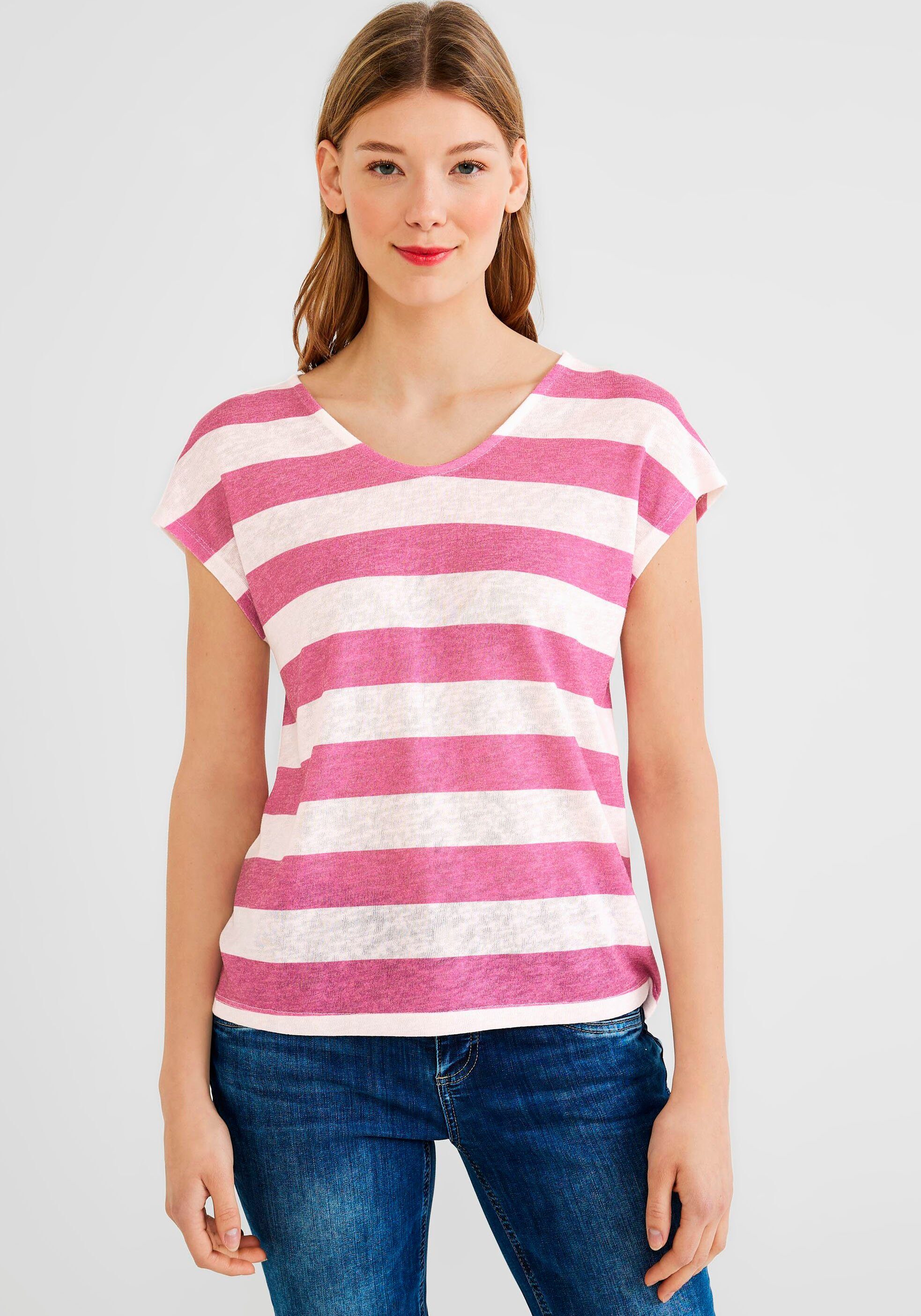 STREET pink Kurzarmshirt oasis Optik in ONE gestreifter