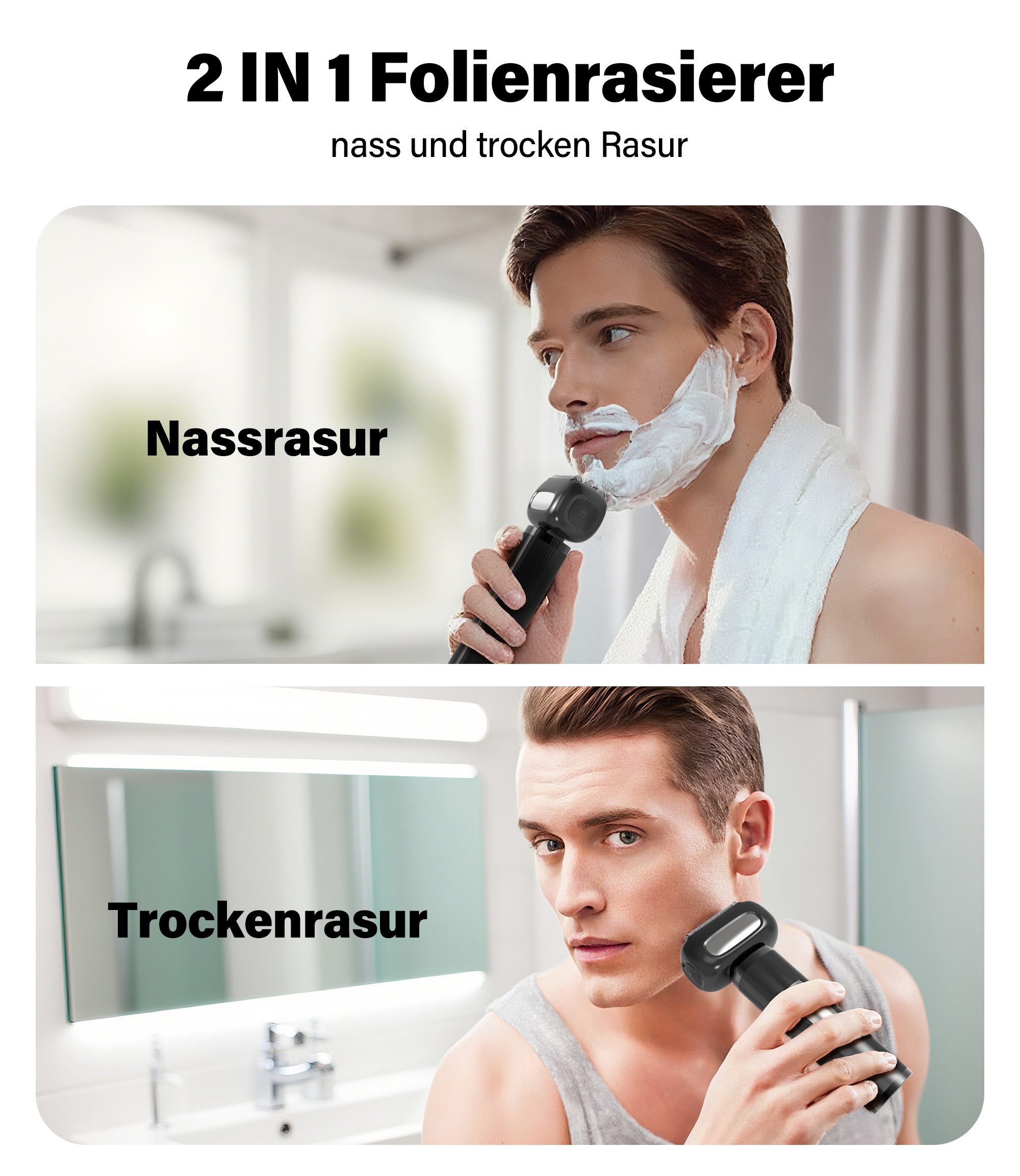 ANYSUN Elektrorasierer Rasierer Herren Elektrisch Elektrorasierer für Männer, IPX7 Waschbarer, Haartrimmer &Reinigungsburste, Wet&Dry – Bild 4 von 5