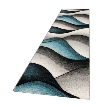 Teppich Moderner Kurzflor Teppich Linienmuster Meliert Konturenschnitt, TT Home, Läufer, Höhe: 16 mm