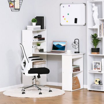 HOMCOM Schreibtisch Küchentisch mit Regal Computertisch Arbeitstisch (Laptoptisch, 1-St., Büroregal), Weiß 120 x 55 x 120 cm