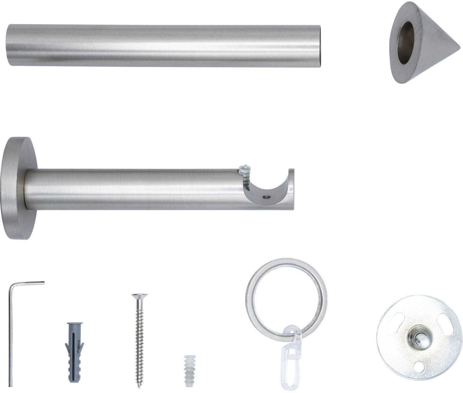 mydeco Gardinenstange 20mm Cone Wandträger 12 cm, 1-läufig, Fixmaß, verschraubt
