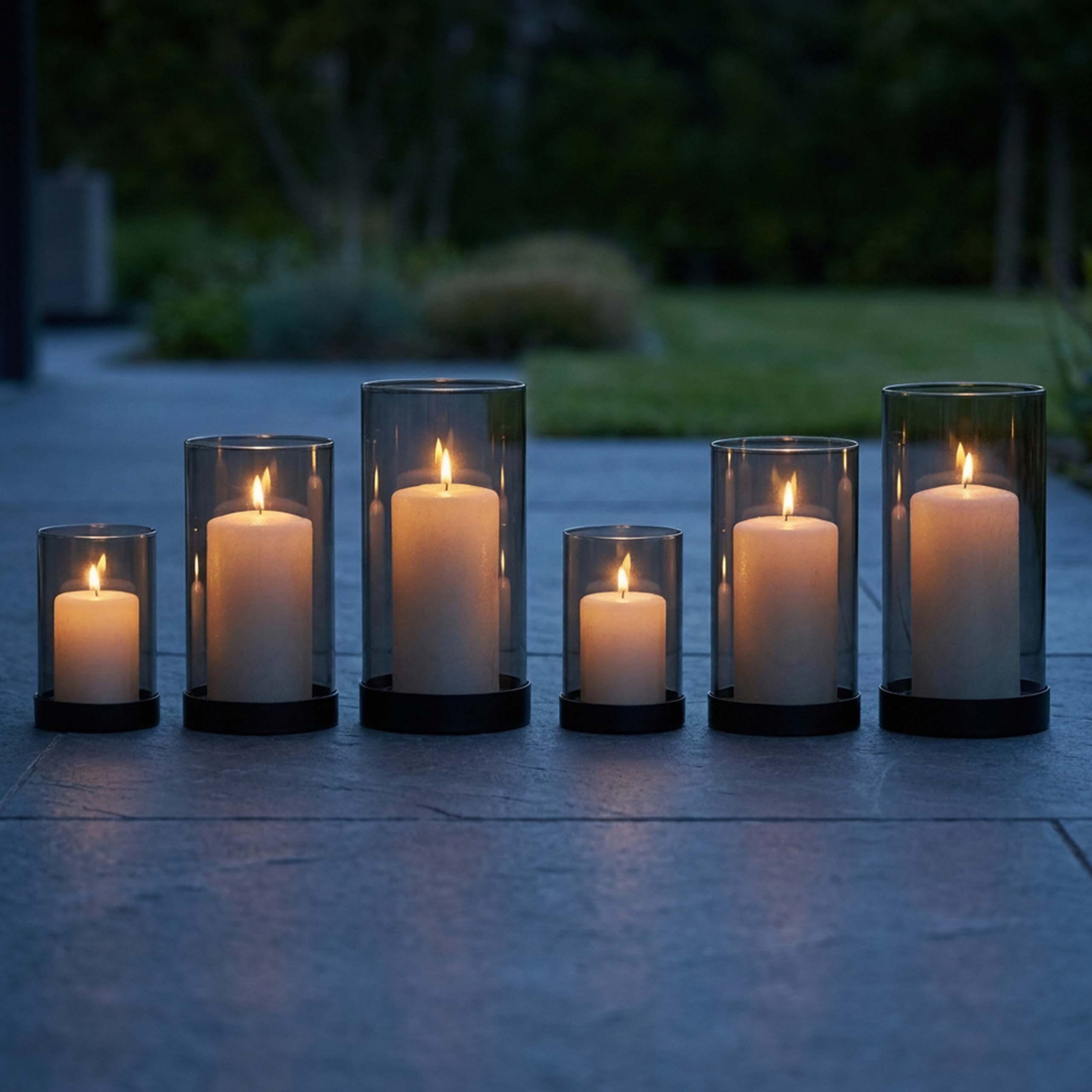 relaxdays Windlicht Rauchglas im 6er Set mit Fuß
