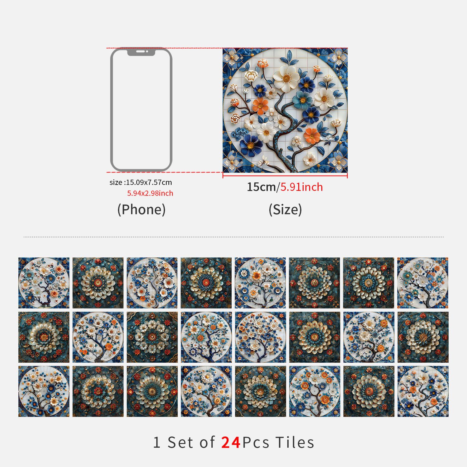 COOL-i ® Fliesenaufkleber 24er-Pack Vintage Fliesenaufkleber günstig online kaufen