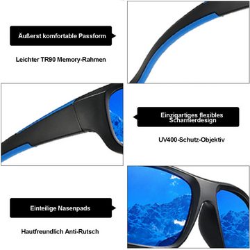 Rnemitery Fahrradbrille Polarisierte Sonnenbrille UV400 Schutz Sport Fahrradbrille 2 Stück