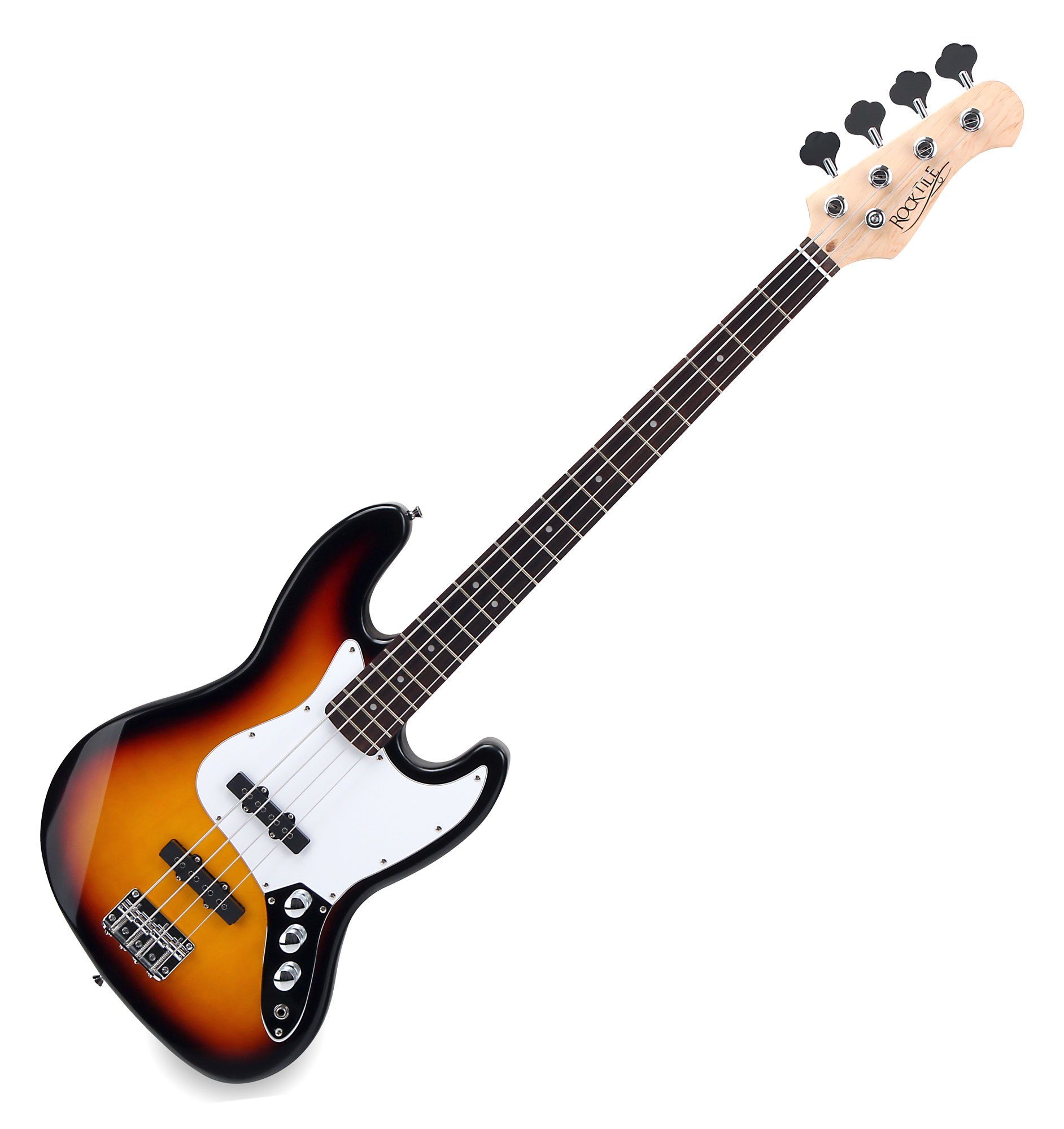 Rocktile E-Bass Groover's Pack Elektrobass, JB-Style, Komplettset, inkl. Verstärker, Tasche, Kabel, Gurt, Ersatzsaiten und Schule, Jazzbass - 2 Single-Coil Tonabnehmer