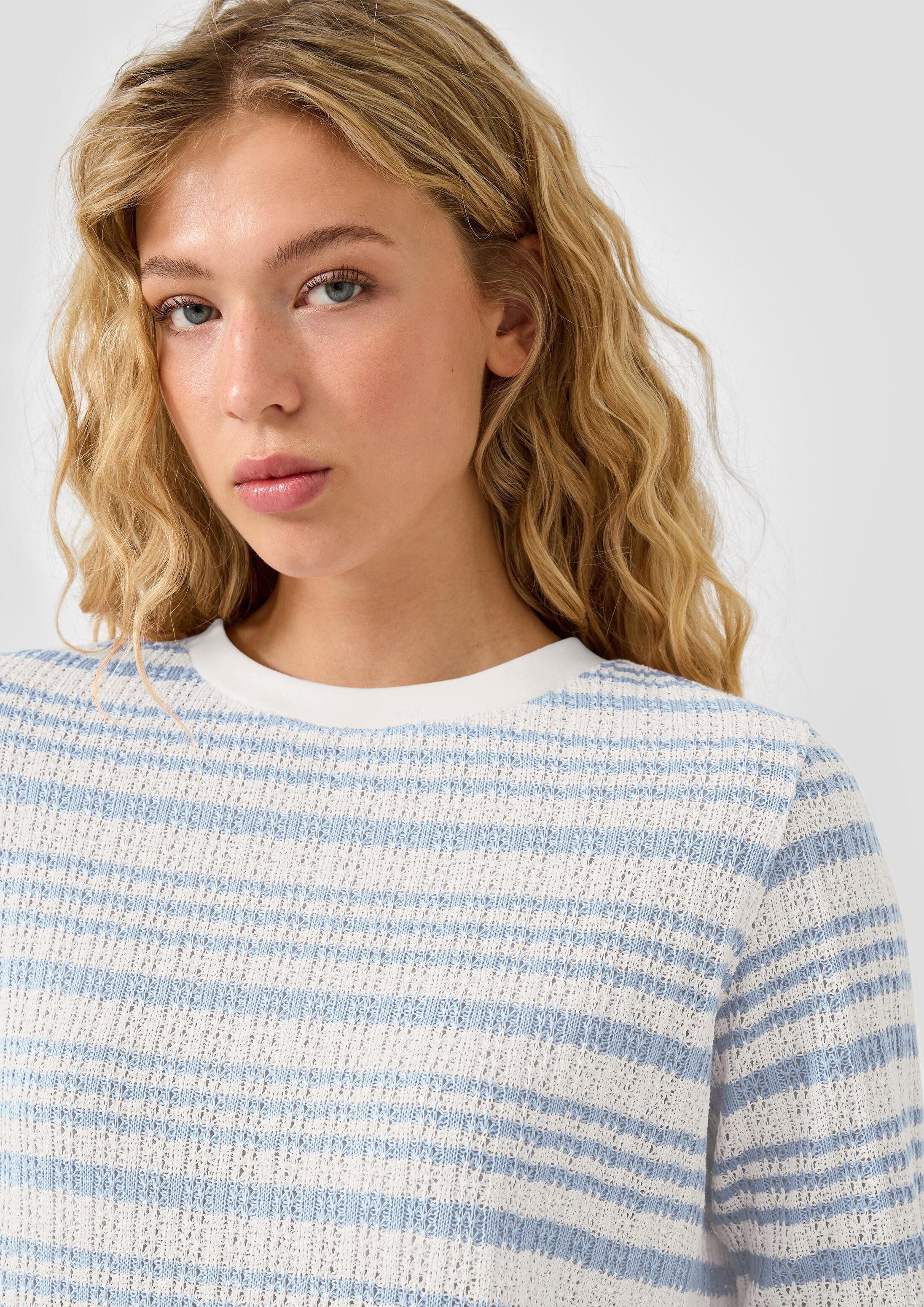 QS Langarmshirt T-Shirt Longsleeve mit Ajourmuster – Bild 4 von 5
