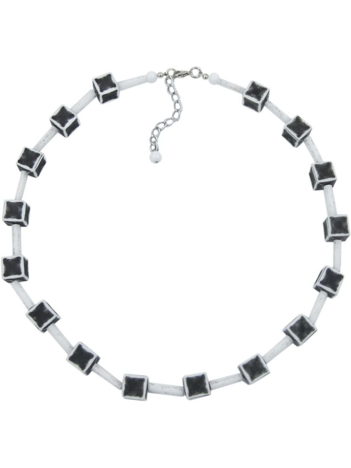Gallay schwarz-grau-weiß 10x10mm Würfel 45cm Kunststoffperlen (1-tlg) Perlenkette