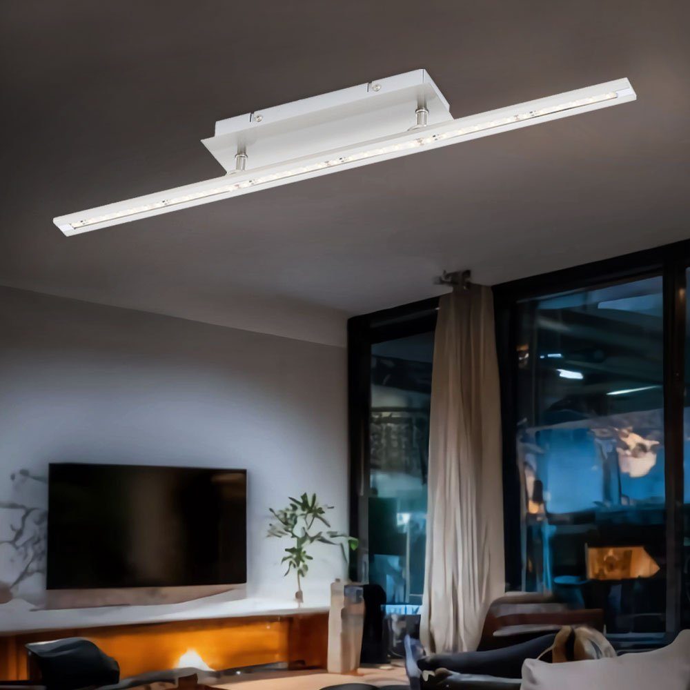 Paul Neuhaus LED Deckenleuchte, LED-Leuchtmittel fest verbaut, Warmweiß, Deckenlampe Deckenleuchte Wohnzimmerlampe Stahl silber LED L 62,5cm