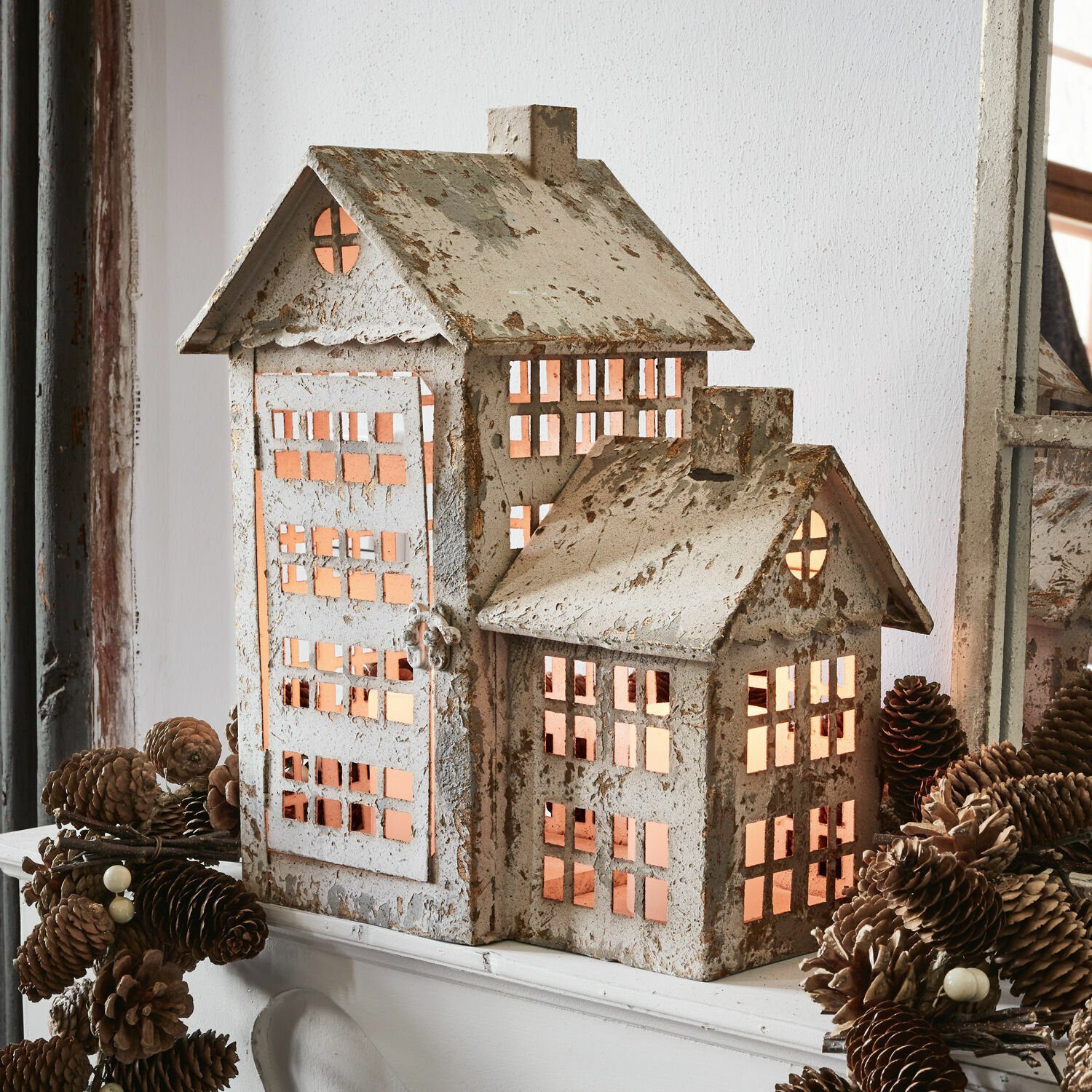 Mirabeau Weihnachtsfigur Laterne Bélis antikgrau (kein günstig online kaufen