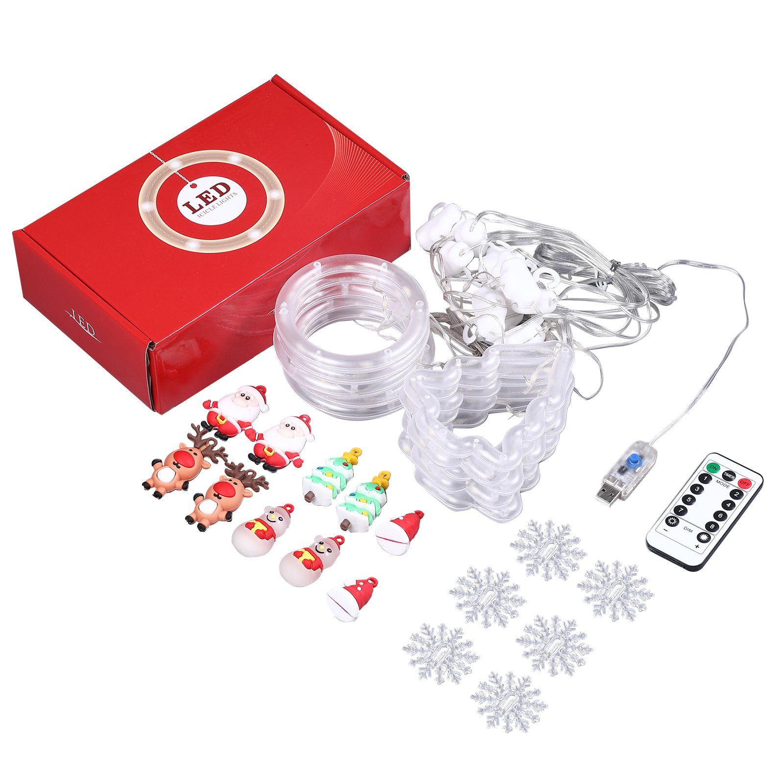 Rosnek LED-Lichtervorhang 3M 100LEDs, 8 Modi, Batterie/USB, für Wohnzimmer günstig online kaufen