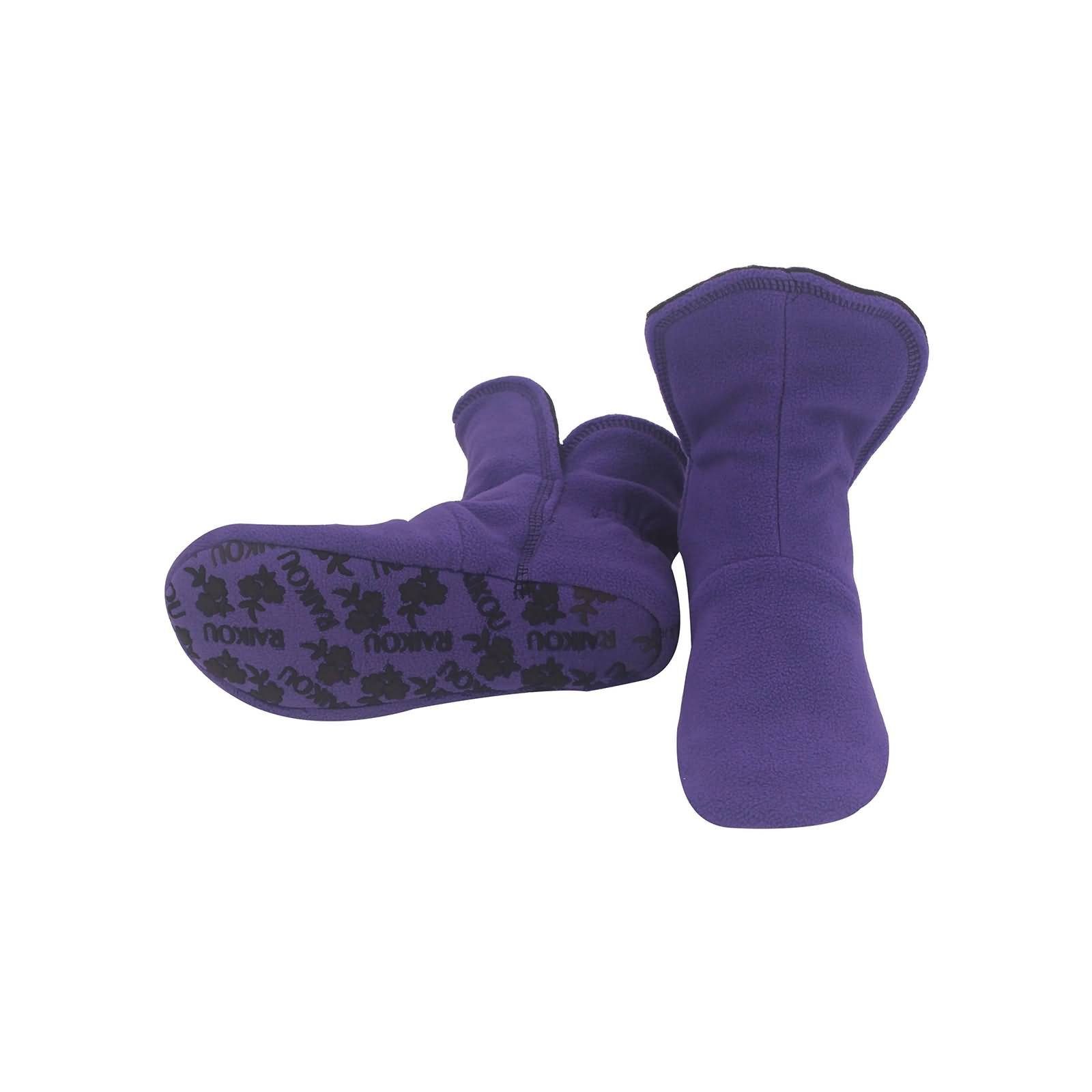 mit Flauschige) Super Hausschuh Stoppersocken Damen für Lila/Schwarz Rutschfester Hüttenschuhe Kinder  Hell und Miro Sohle ABS Hausstiefel und Herren RAIKOU Fleece (aus