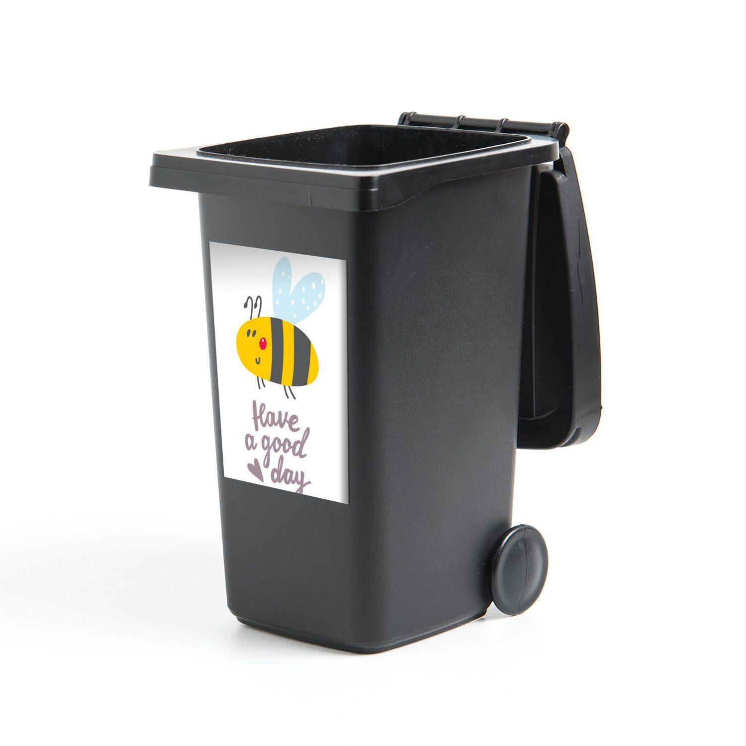 MuchoWow Wandsticker - Abfalbehälter (1 St), - Einen - Biene Sticker, Mülleimer-aufkleber, Tag Container, - Zitate Illustration Mülltonne, Kinder schönen