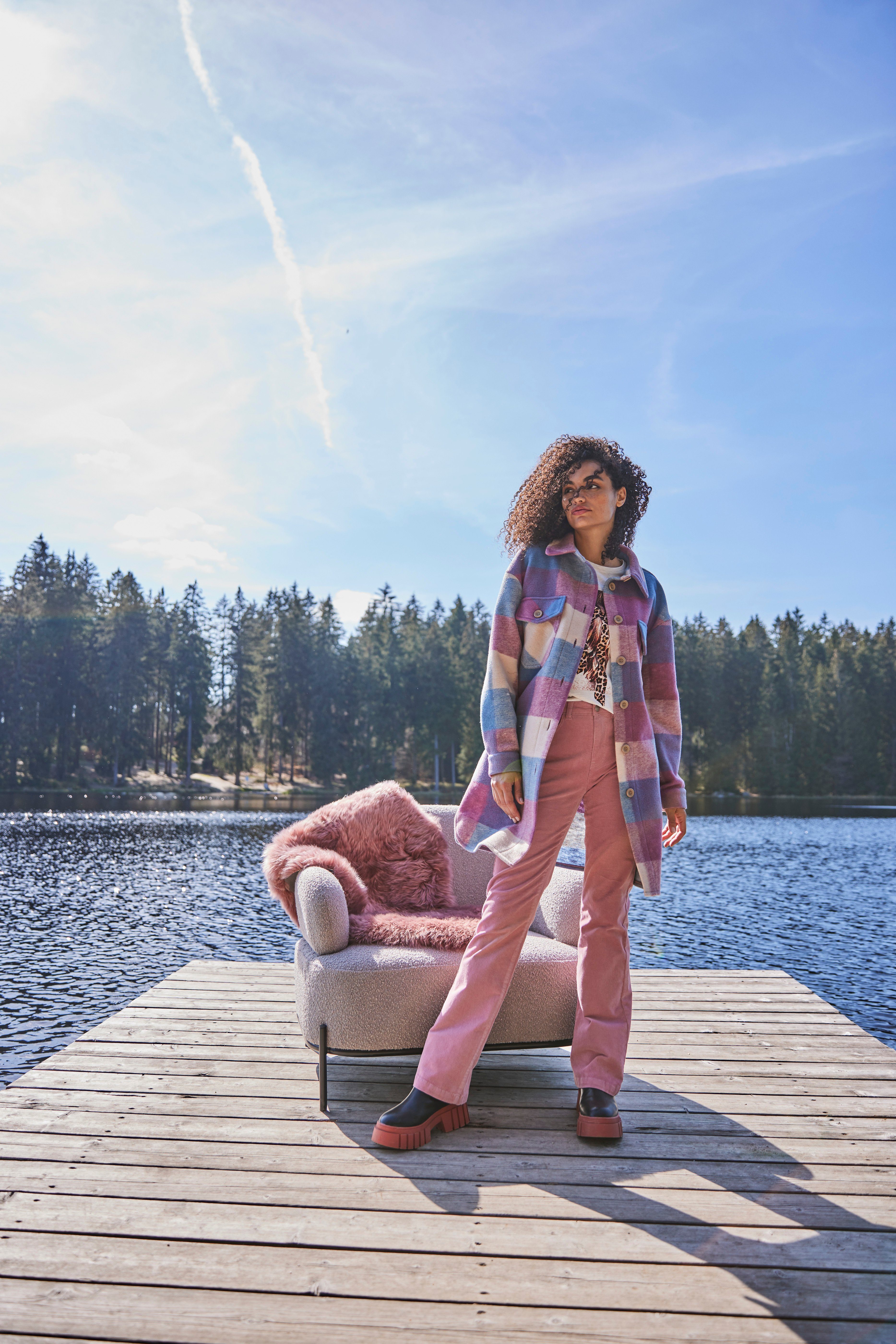 Aniston CASUAL Fleecejacke im Karo-Dessin