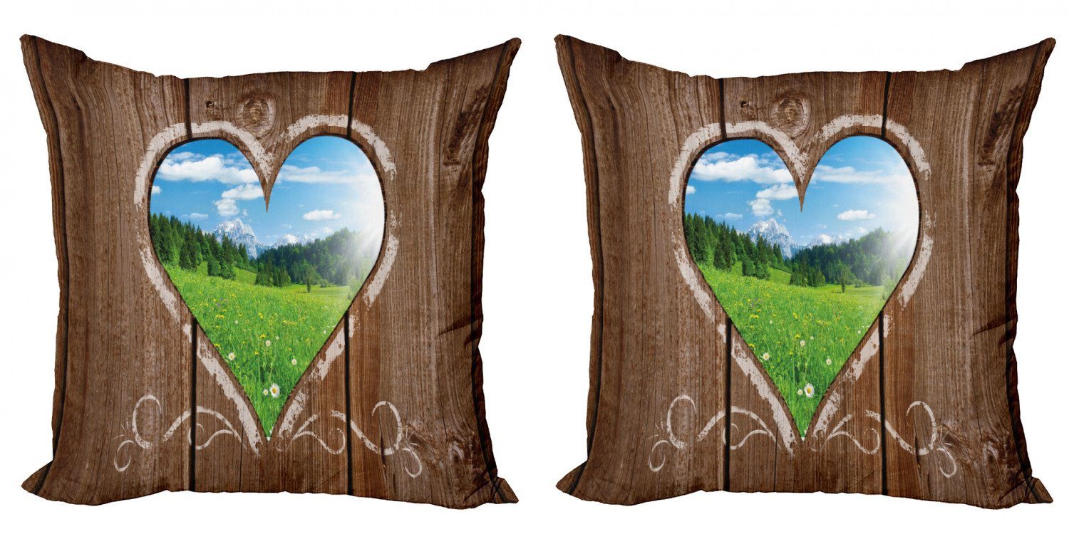 Kissenbezüge Modern Accent Doppelseitiger Digitaldruck, Abakuhaus (2 Stück), Rustik Bauernhaus kreide-Herz