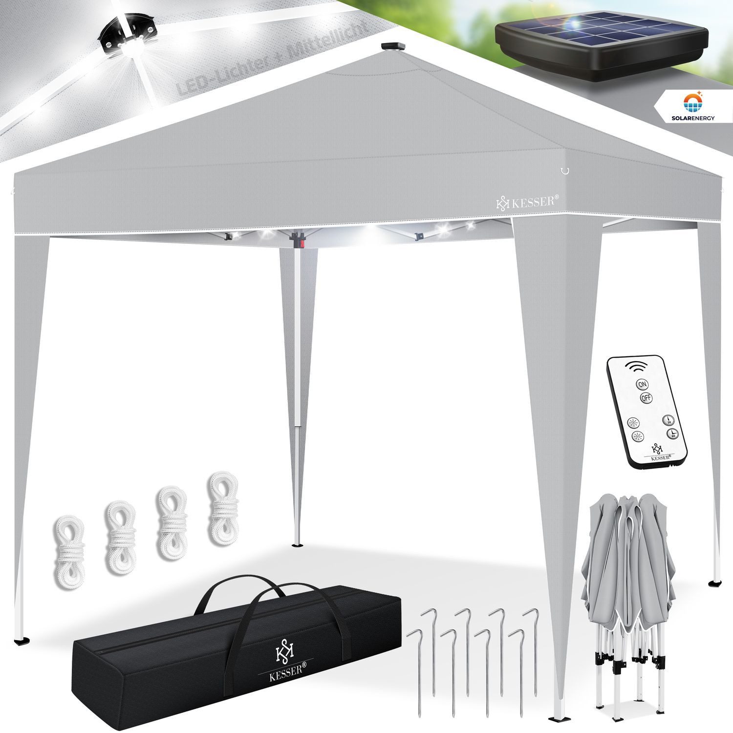 KESSER Pavillon, Faltpavillon 3x3m mit LED günstig online kaufen