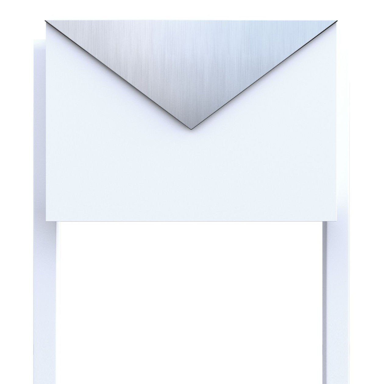 Bravios Briefkasten Standbriefkasten Letter Edelstahlklappe mit Weiß