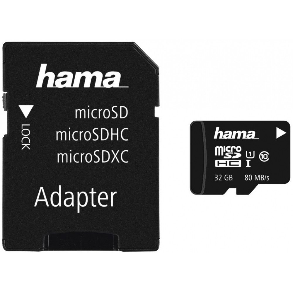 Hama Hama microSDHC 32GB Class 10 + Adapter Micro SD-Karte (Hochwertige Materialien, modernes Design, energieeffizient)