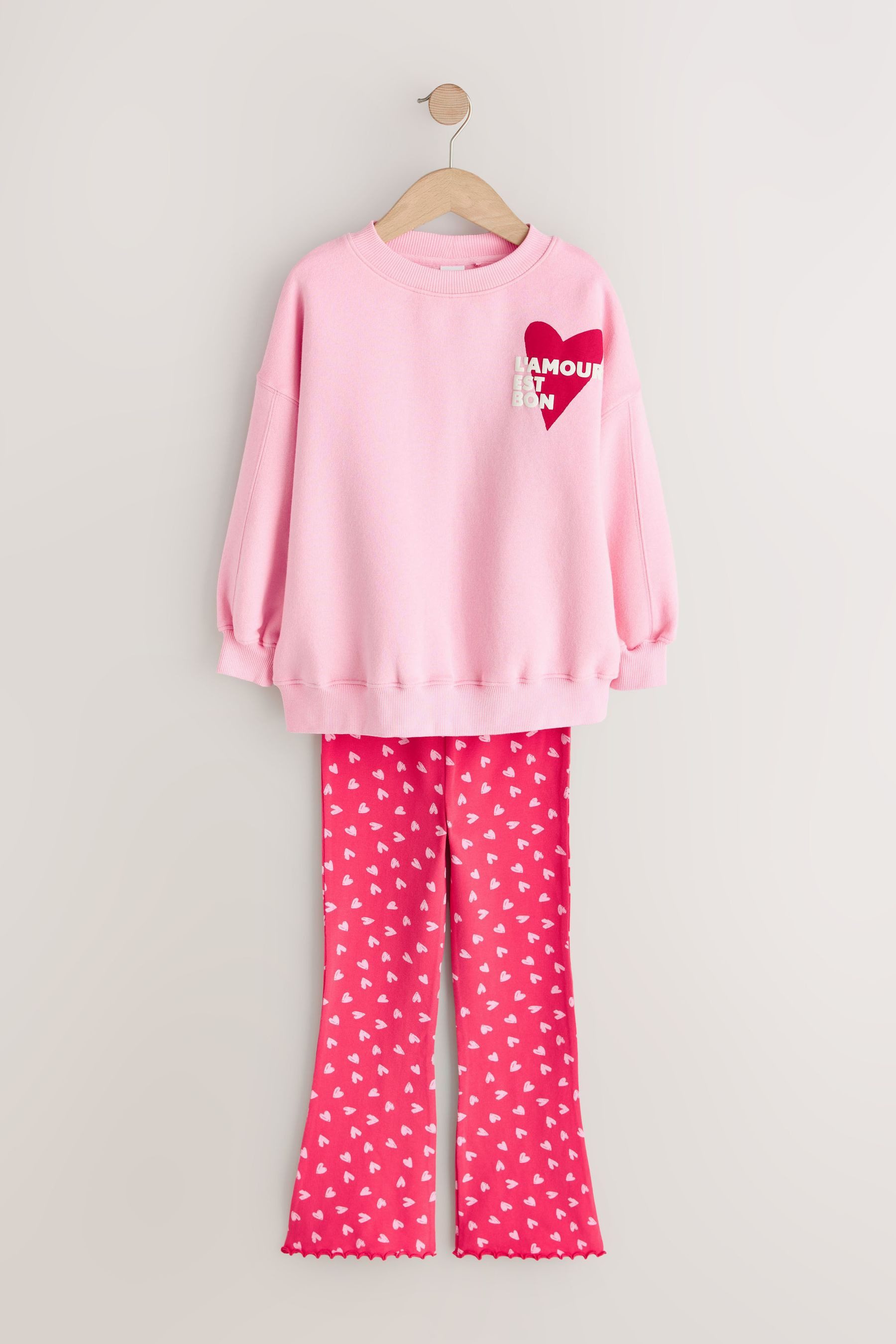 Next Top & Leggings Sweatshirt und ausgestellte Leggings im Set (2-tlg)