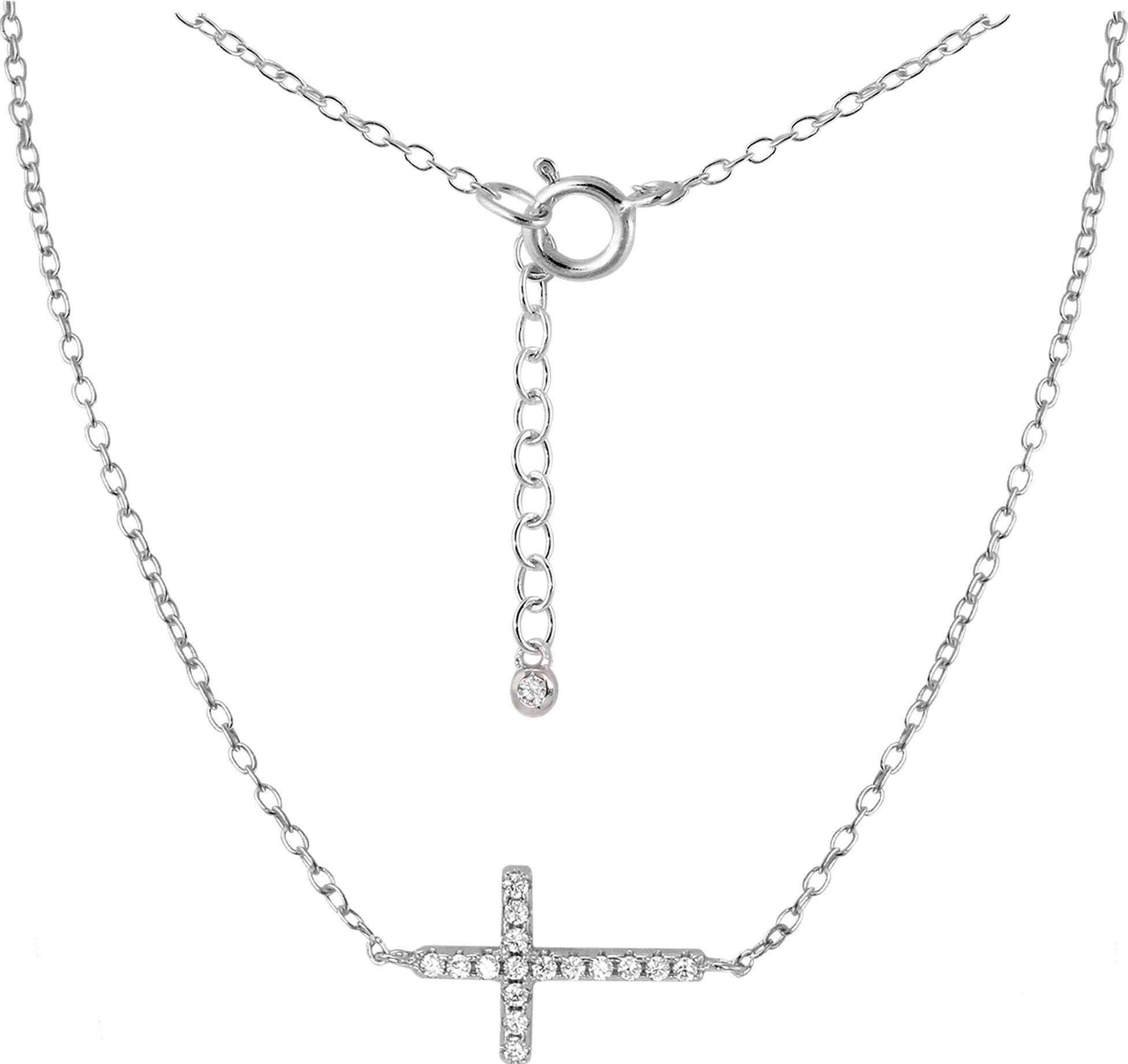 SilberDream Silberkette SilberDream Zirkonia Kreuz Halskette, Halsketten (Kreuz) ca. 46cm, 925 Sterling Silber, Farbe: silber