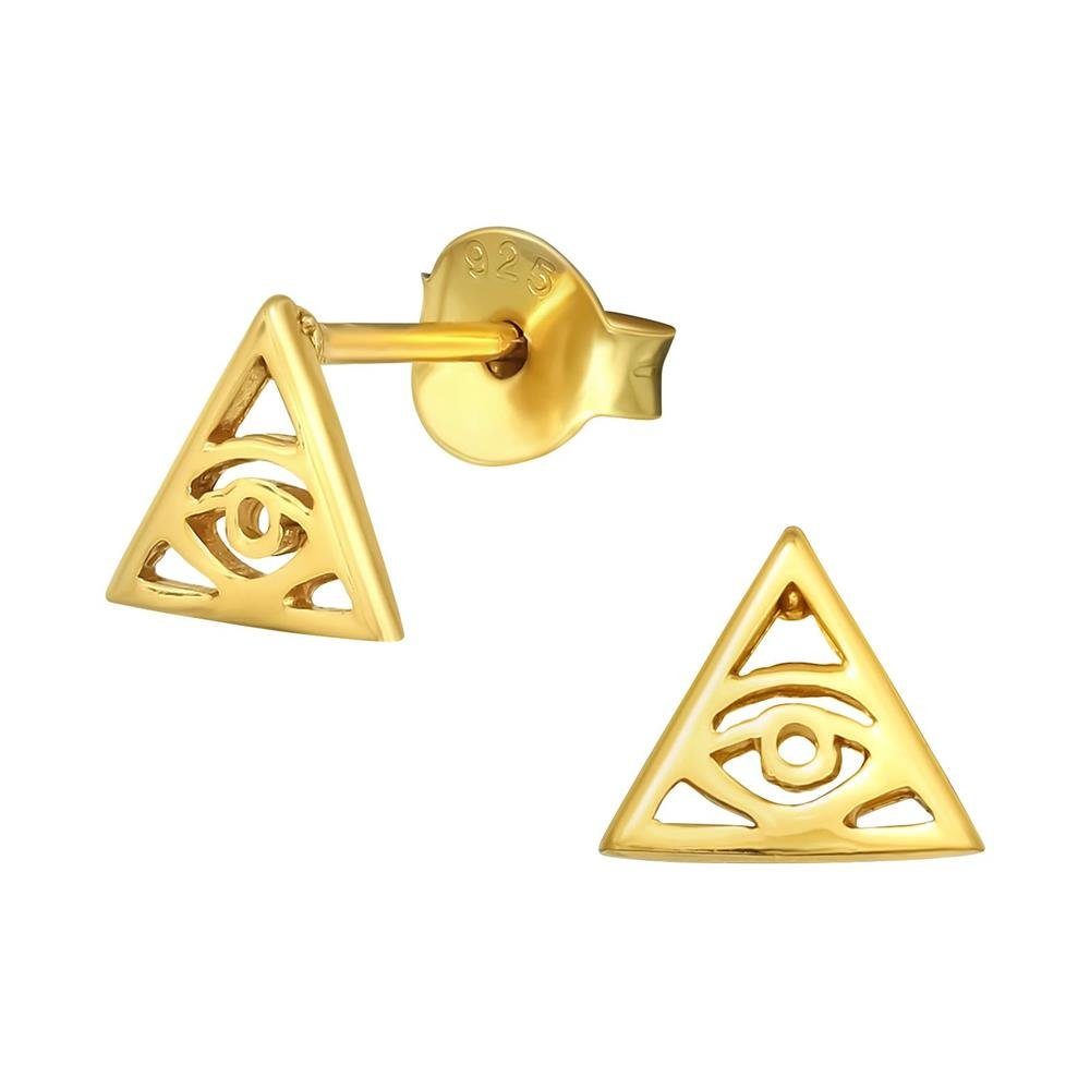 BUNGSA Ohrstecker-Set Ohrstecker vergoldet Auge der Fatima Evil Eye aus Echtsilber (1 Paar (2 Stück), 2-tlg), Ohrschmuck Ohrringe