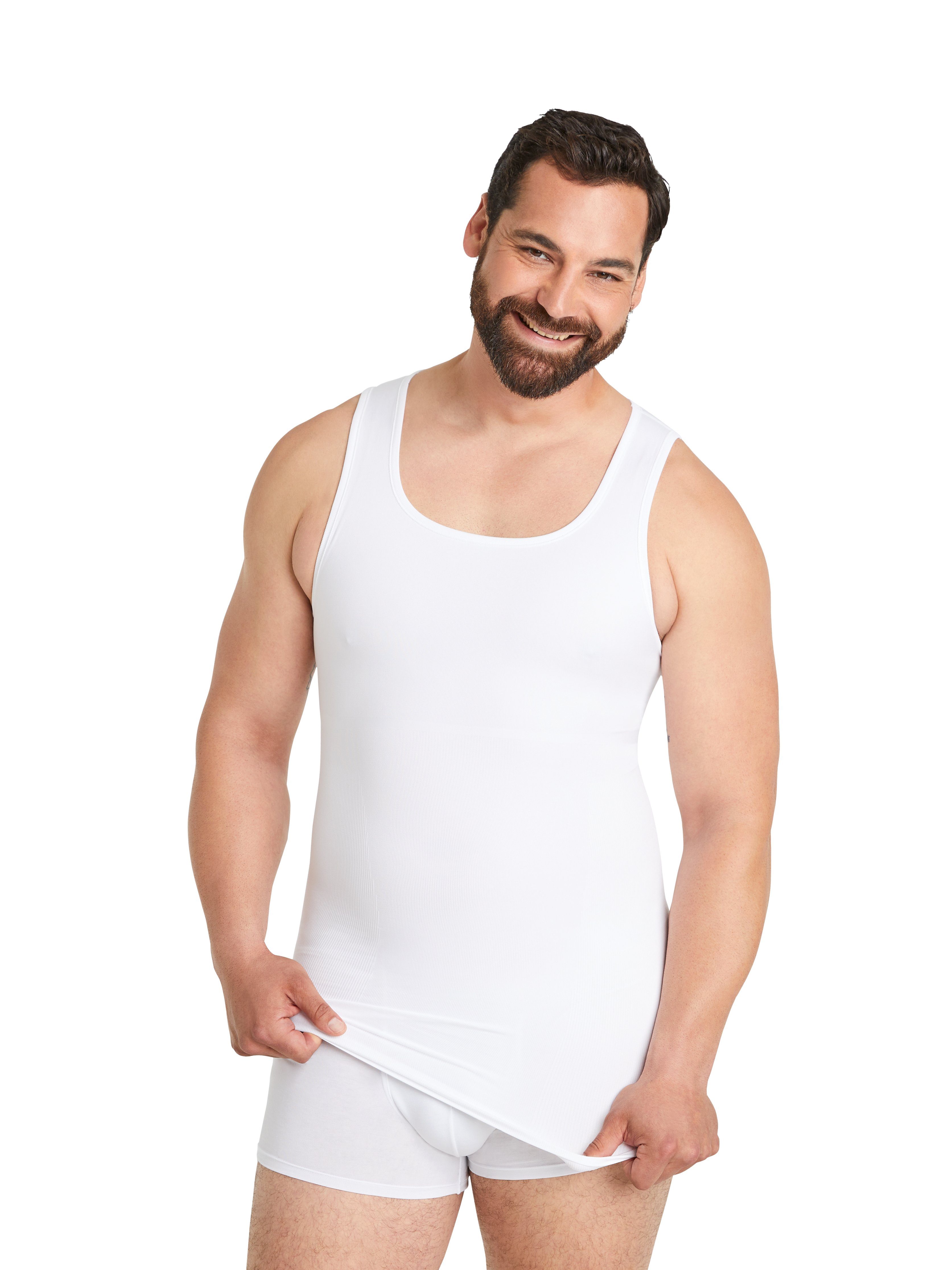 FINN Design Shapinghemd Seamless Kompressions-Unterhemd Herren ohne Nähte Starker Body-Shaper für Männer Weiß