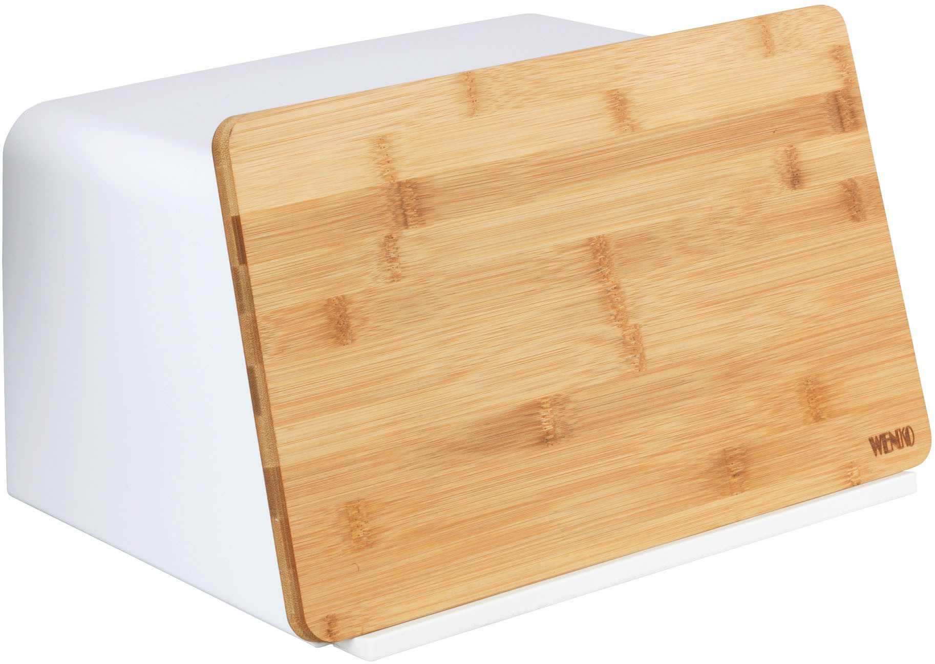 WENKO Brotkasten Modell Kubo, Bambus, Kunststoff, (1-tlg), moderne Brotbox mit integriertem Schneidebrett als Deckel