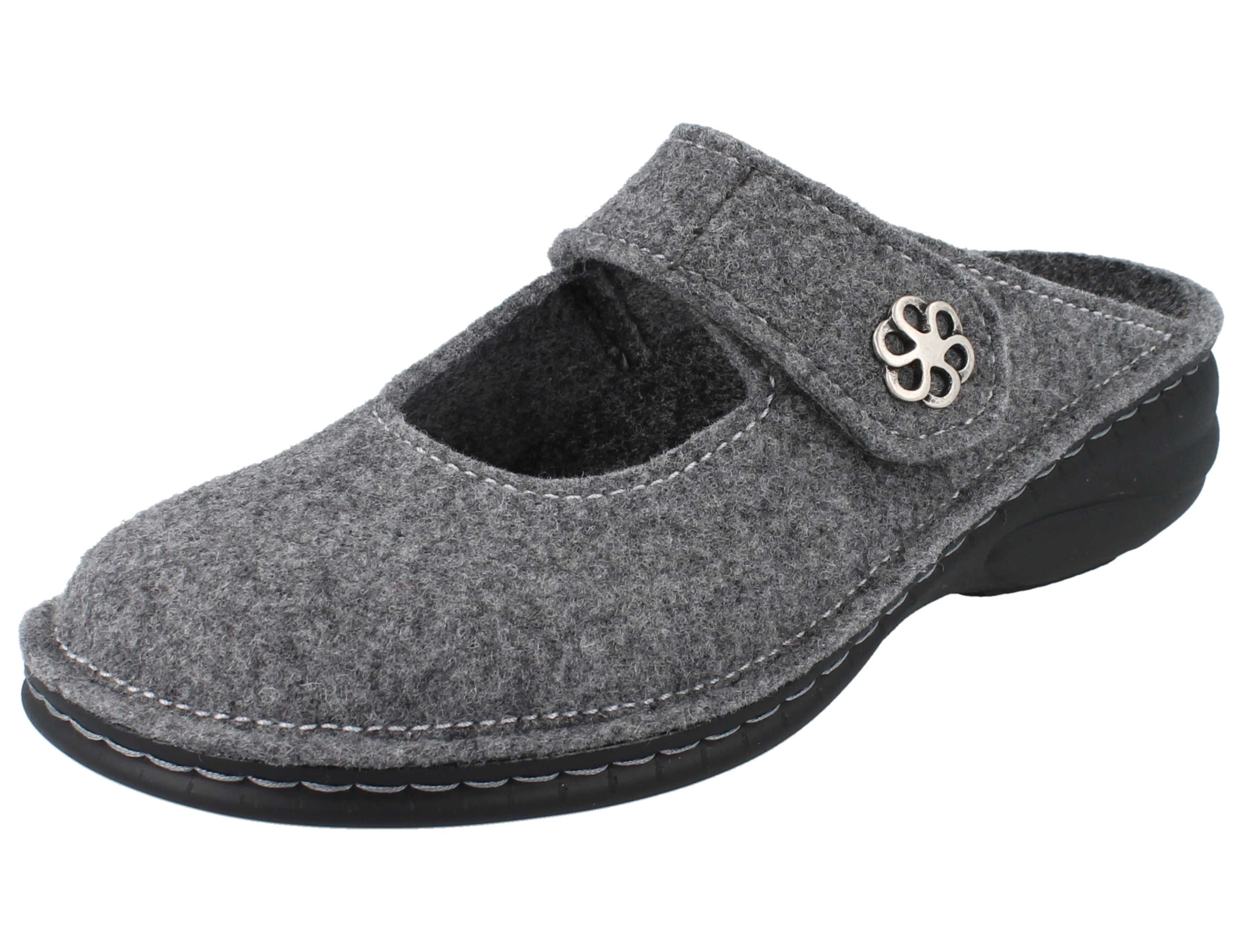 Finn Comfort FINN COMFORT Brig Damen Hausschuhe grau Wollfilz - Größe: 38 Clog Wechselfußbett