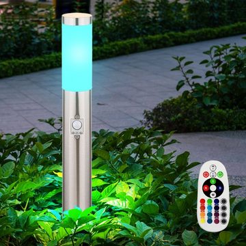etc-shop LED Außen-Stehlampe, Leuchtmittel inklusive, Warmweiß, Farbwechsel, 2er Set Steh Außen Strahler Sensor Dimmer Park Leuchte