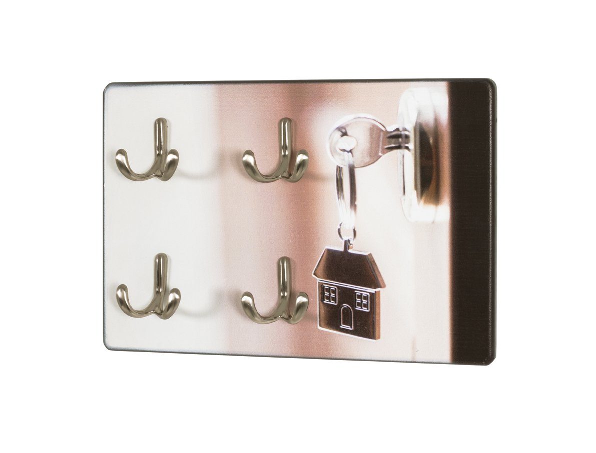HAKU Schlüsselbrett HAKU Möbel Schlüsselboard - silber-edelstahloptik - H. 21cm x B. 30cm, (1 Stück), Schlüsselboard aus MDF, Schlüsselbox, Schlüsselbrett, Schlüsselhalter