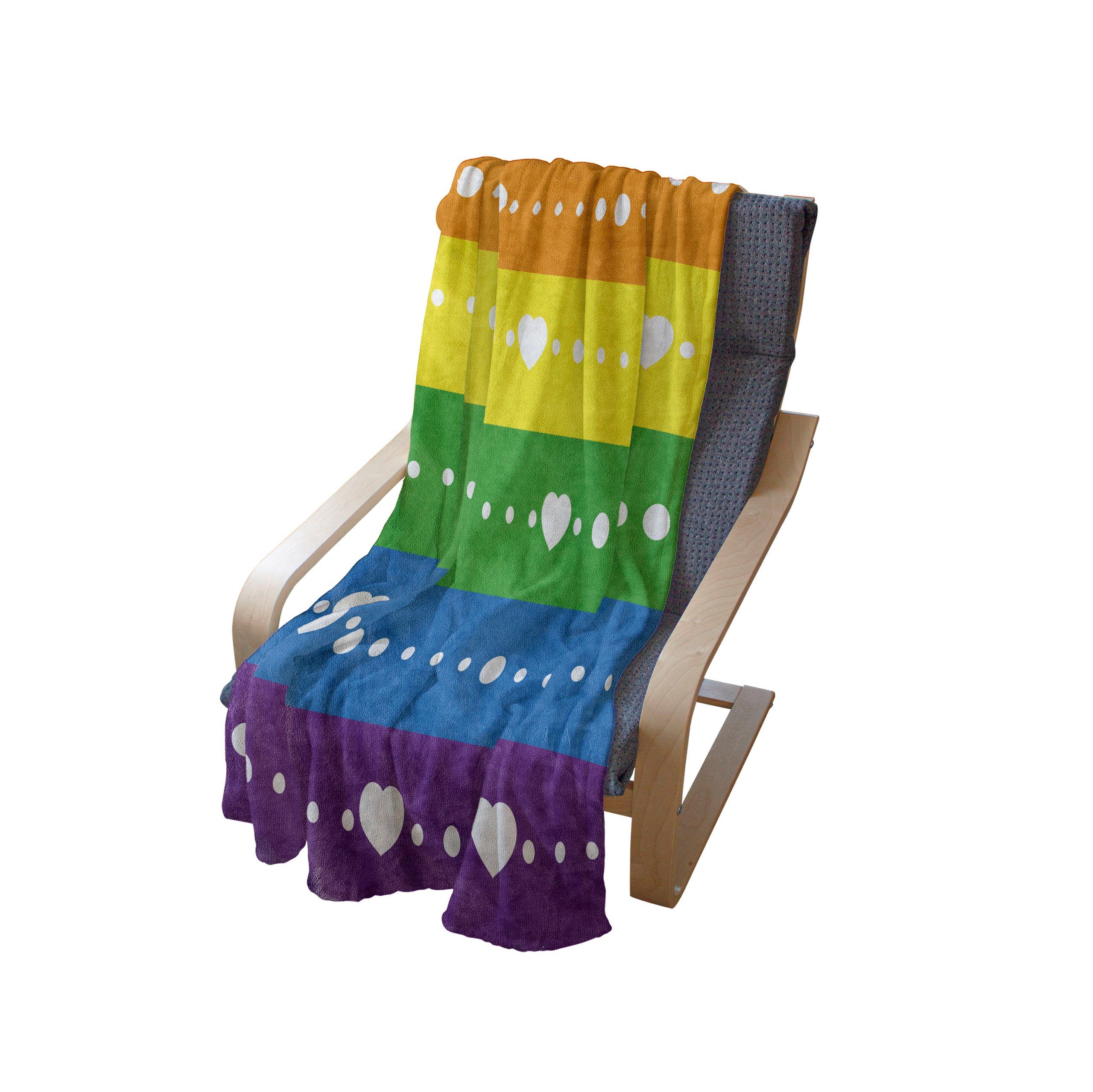 Flag Pride und Regenbogen Dots Plüsch Innen- den Wohndecke für Abakuhaus, Gemütlicher Homosexuell Außenbereich,