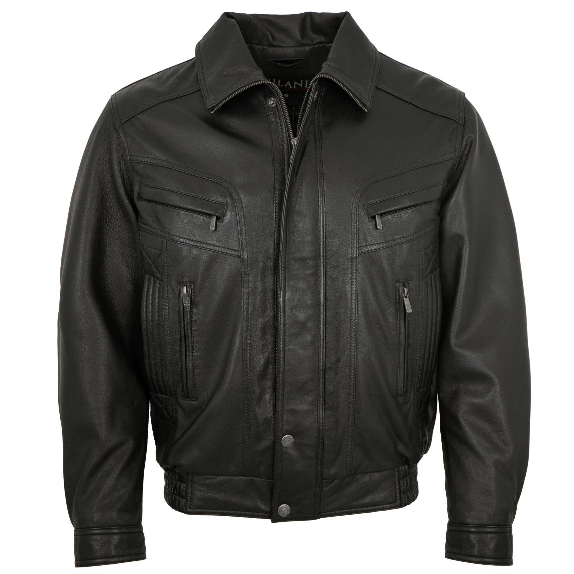 Jilani Lederjacke 1489 Jilani Collection - Herren Lederjacke Blouson Lammnappa schwarz