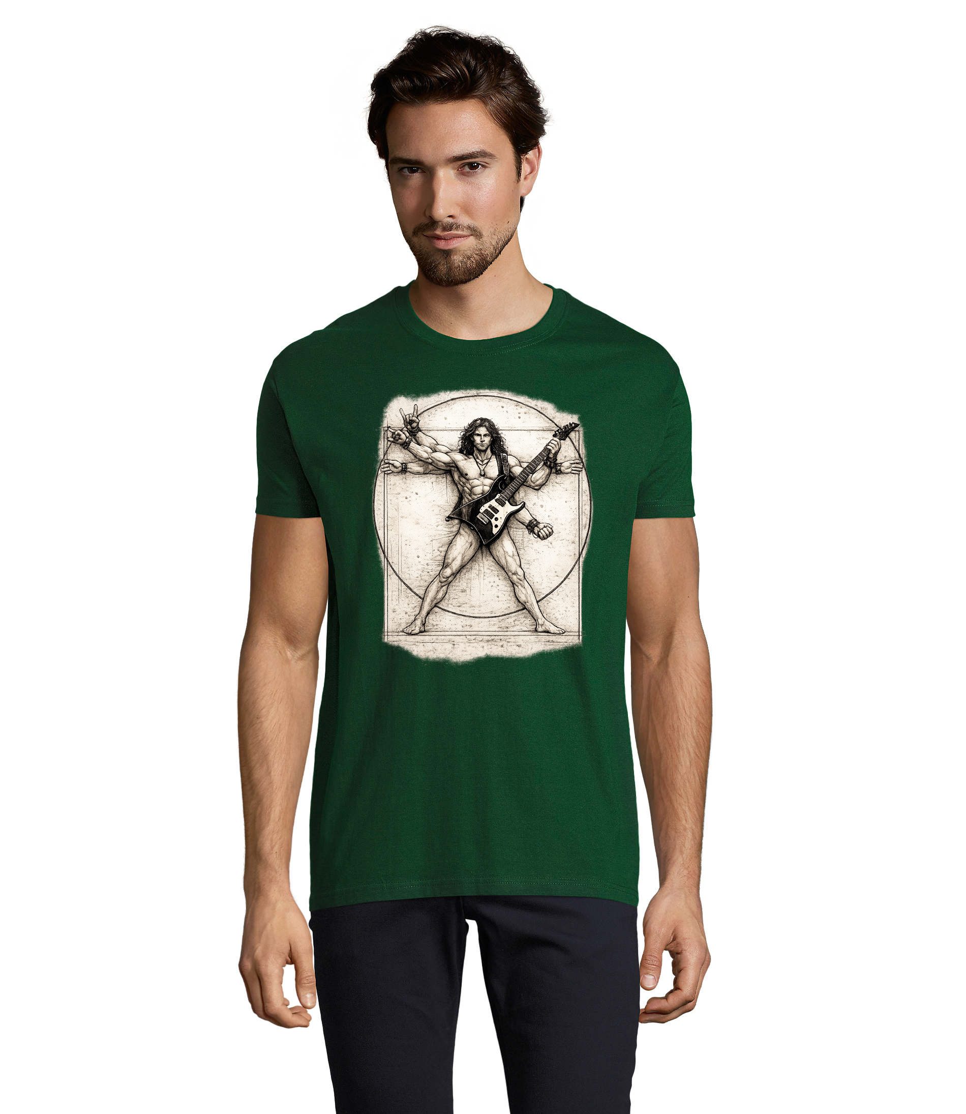T-Shirt VitruvianischDaVinciGitarre H Tee Herren T Shirt Print Motiv