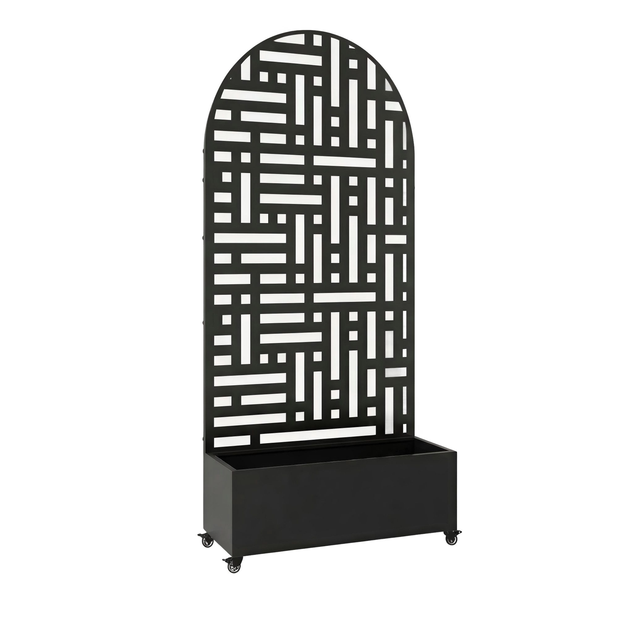 casa.pro Blumenkasten, mit Trennwand »Bernalda« rollbar Stahl 190x82x38 cm Schwarz