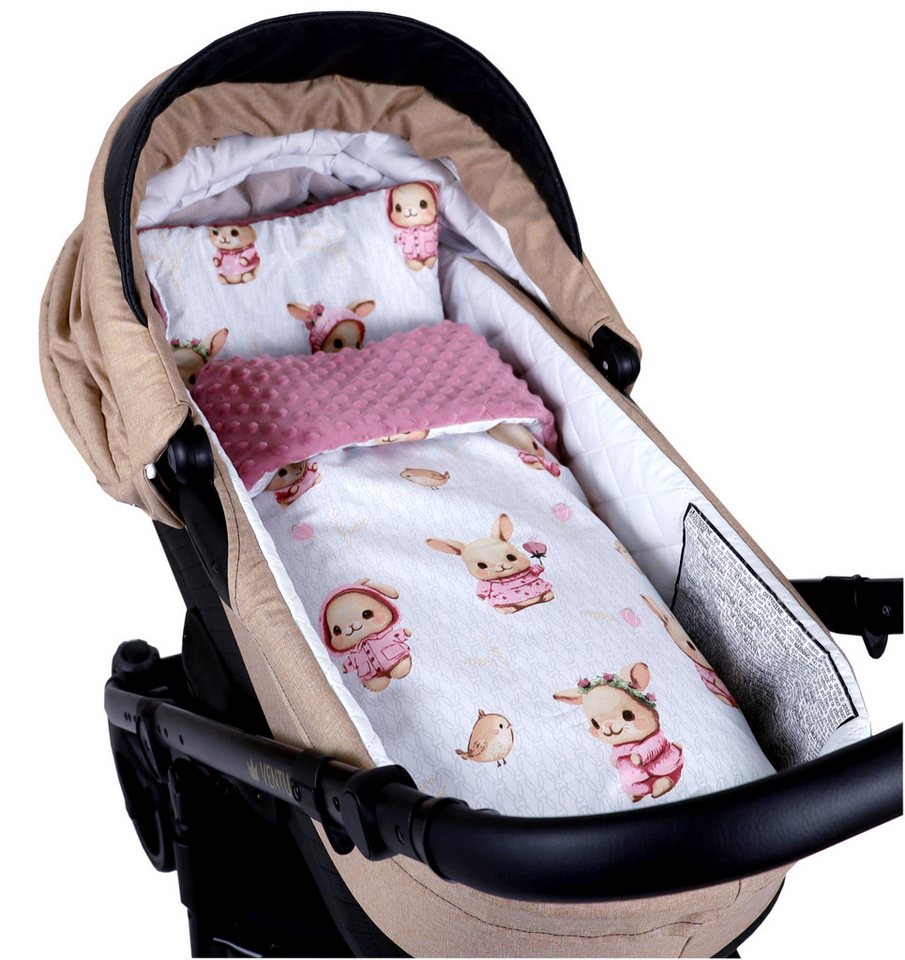 Kinderdecke BABYLUX Babydecke MINKY 2Set Kuscheldecke Decke 75 x 60cm Kinderwagen, BabyLux, MP151B Rosa + Häschen