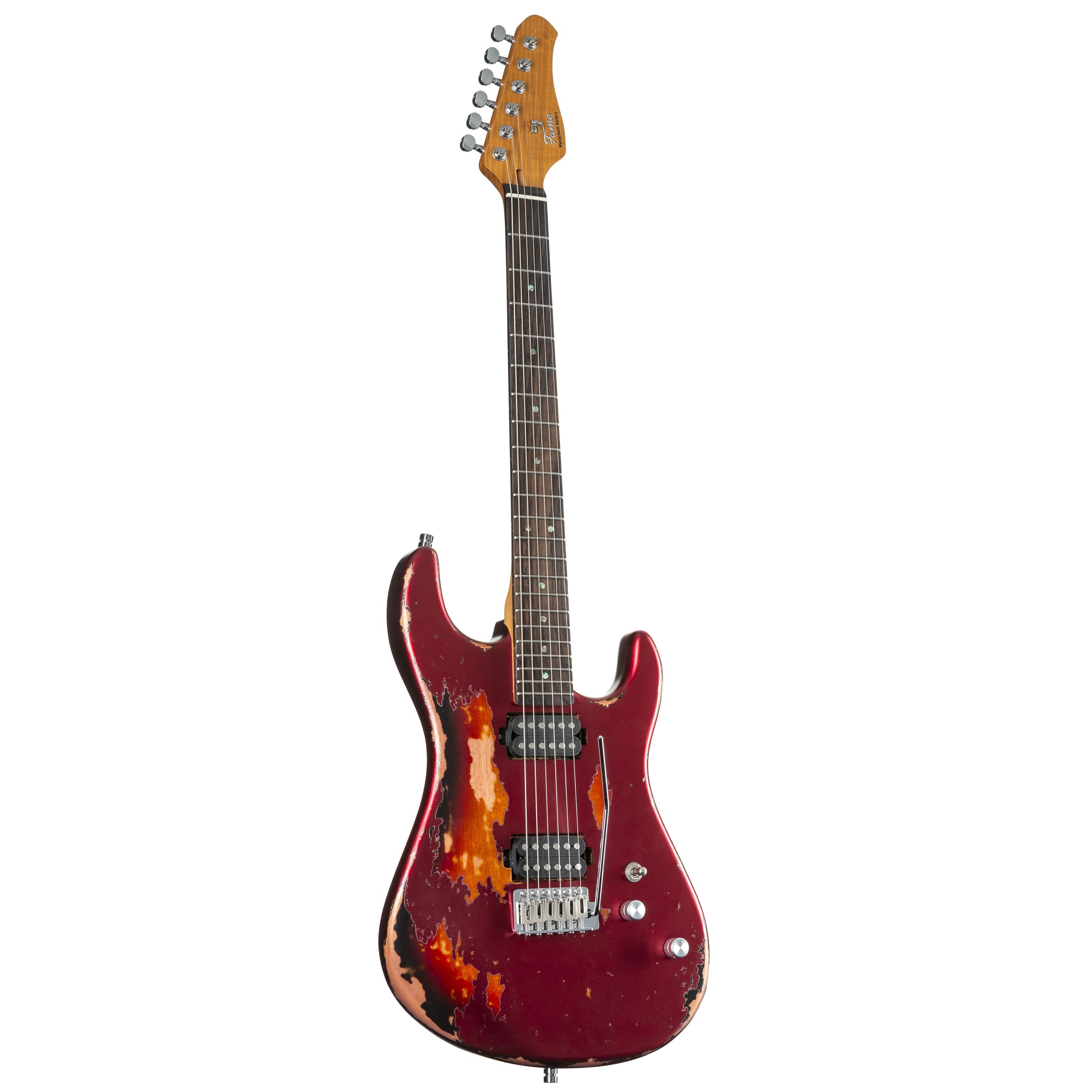 FAME E-Gitarre, Электрогитары, ST-Modelle, Custom ST RW Worn Cherry over Sunburst - E-Gitarre