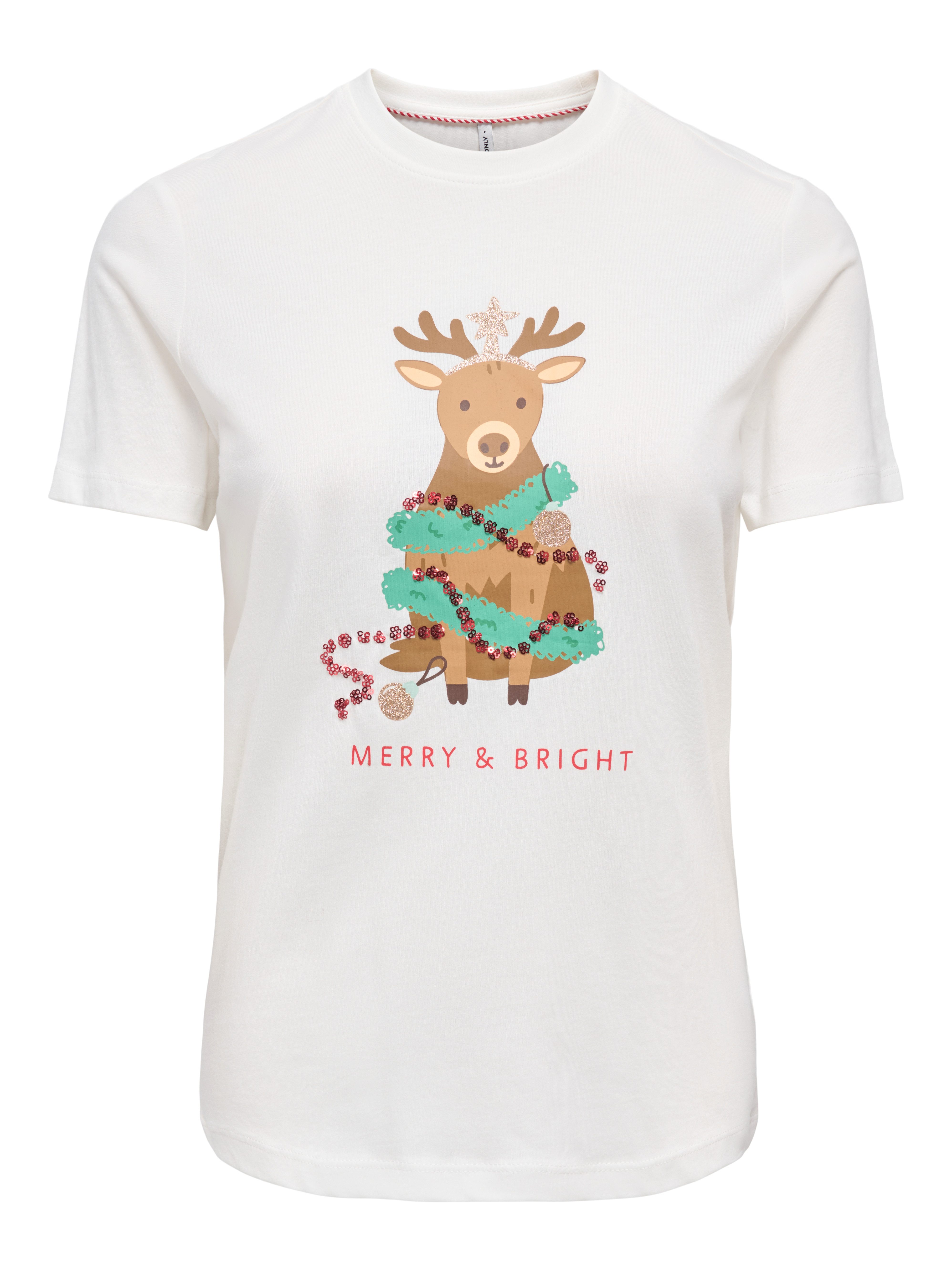 ONLY Rundhalsshirt ONLXMAS YRSA CHRISTMAS REG S/S TOP JRS Baumwolle, relaxed fit, Weihnachts-Motiv