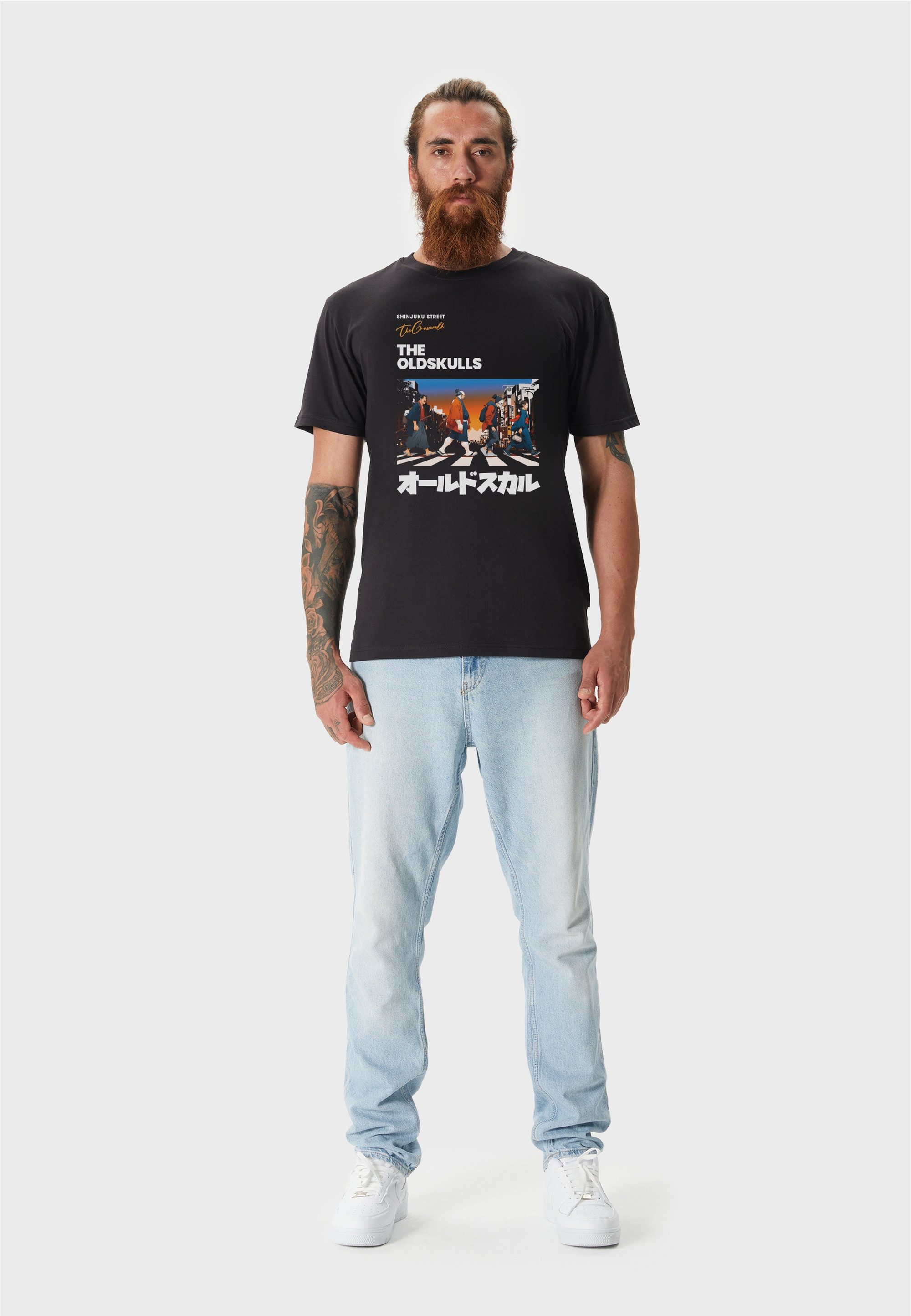 Oldskull T-Shirt Asian Icons Legends Walking Graphic mit großem Fotodruck