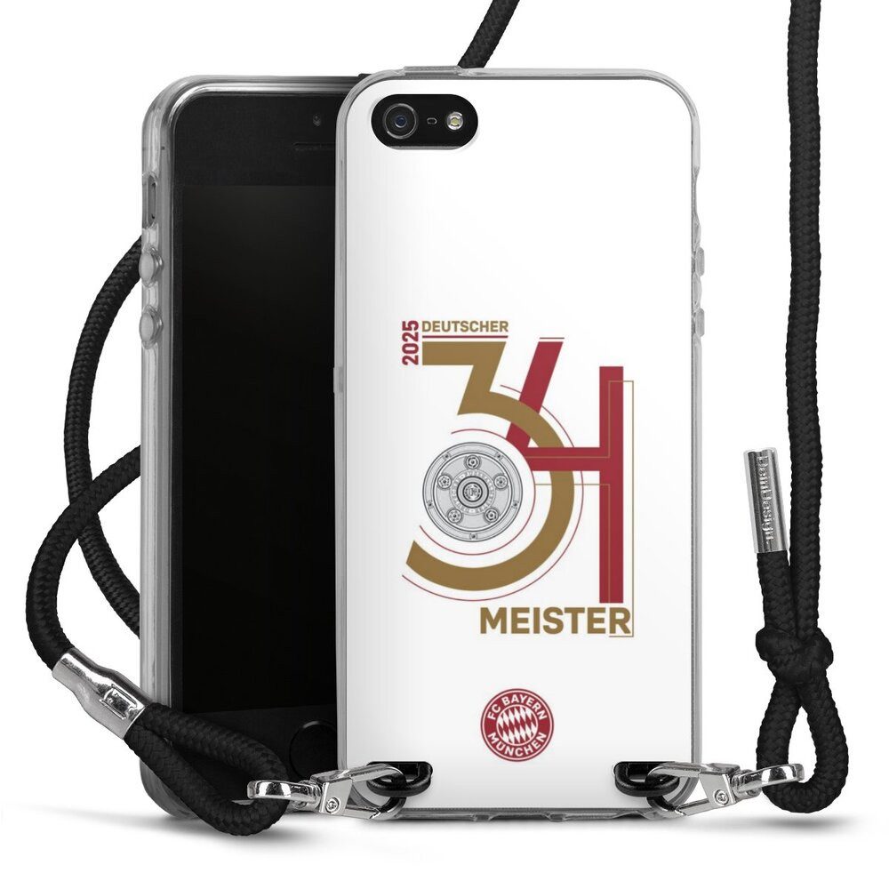 DeinDesign Handyhülle FC Bayern München Meister Offizielles Lizenzprodukt, Apple iPhone 5 Handykette Hülle mit Band Case zum Umhängen