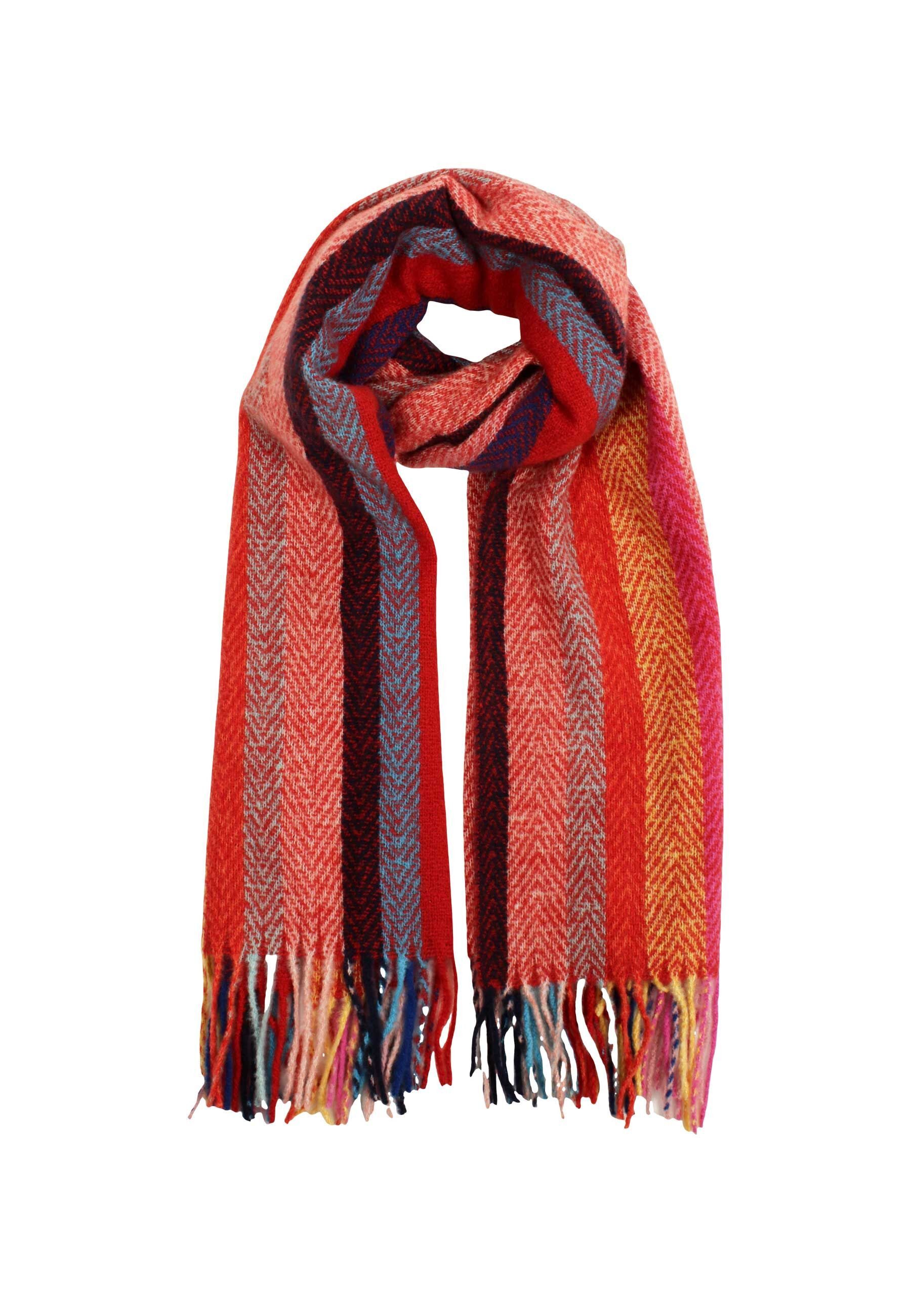 Samaya Modeschal Simmon, mit Fischgratmuster und bunten Fransen